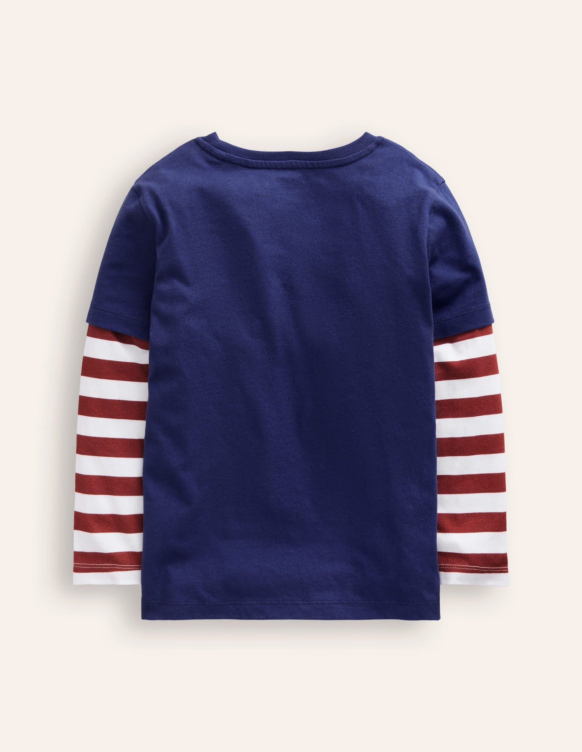 Applique Mock Sleeve T-Shirt-Starboard Blue Beaver-2