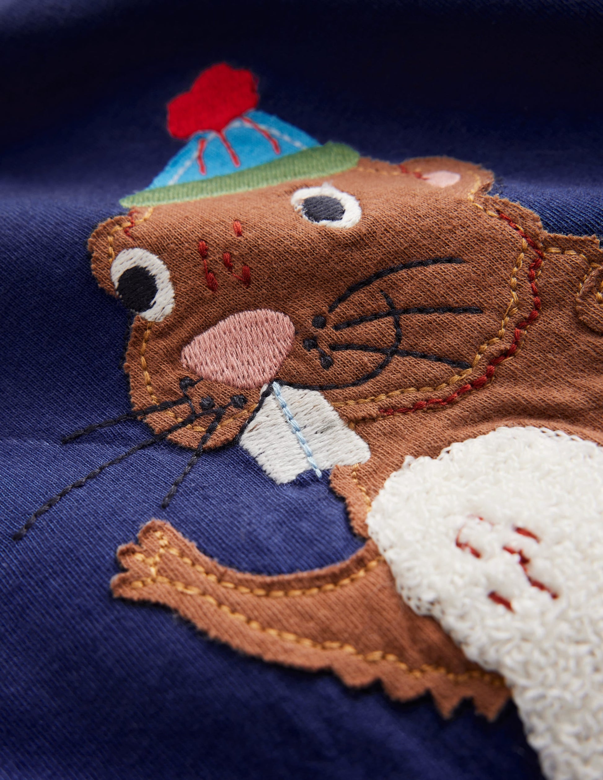 Applique Mock Sleeve T-Shirt-Starboard Blue Beaver-3