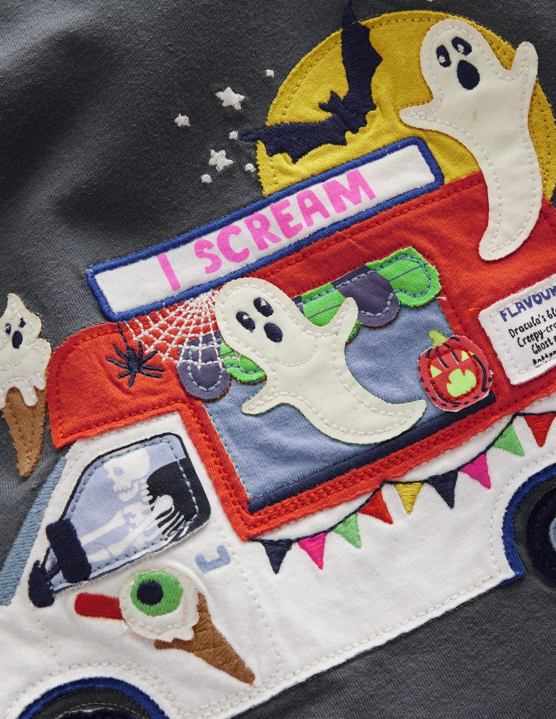 Halloween Appliqué T-shirt-Smoke Ice Cream Van-3