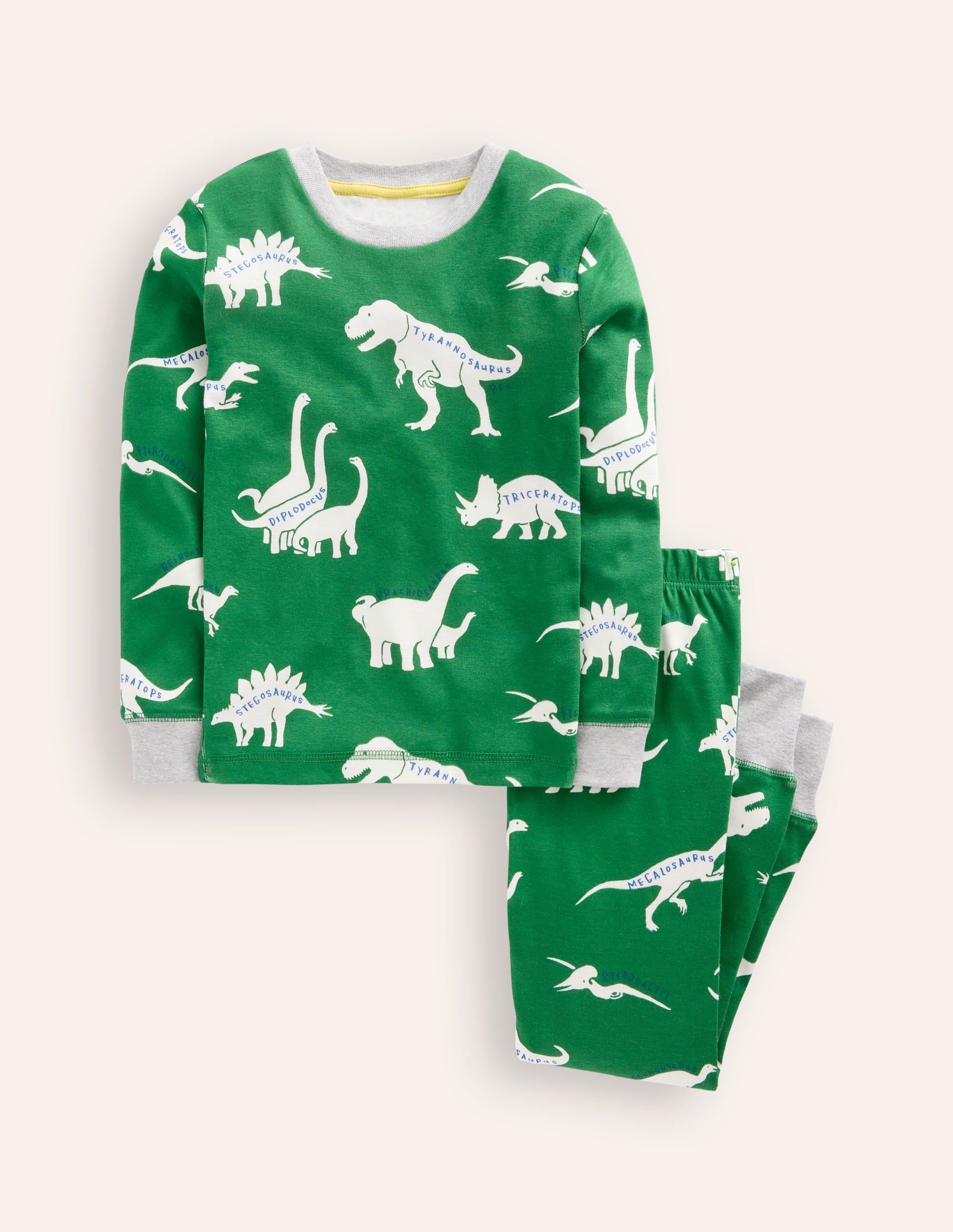 Snug Glow-In-The-Dark Pyjamas-Highland Green Dino-1