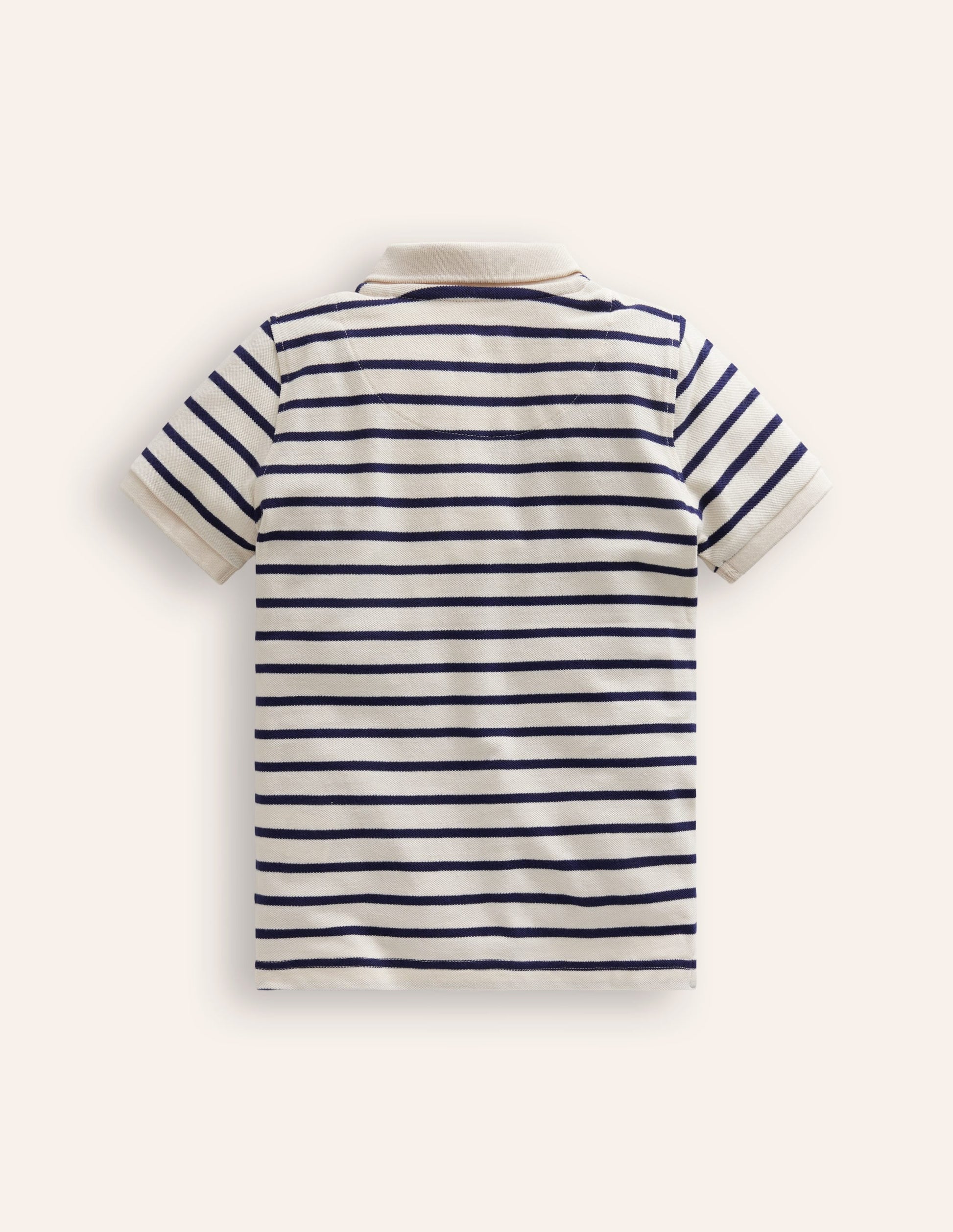 Piqué Polo Shirt-Ivory/College Navy-2