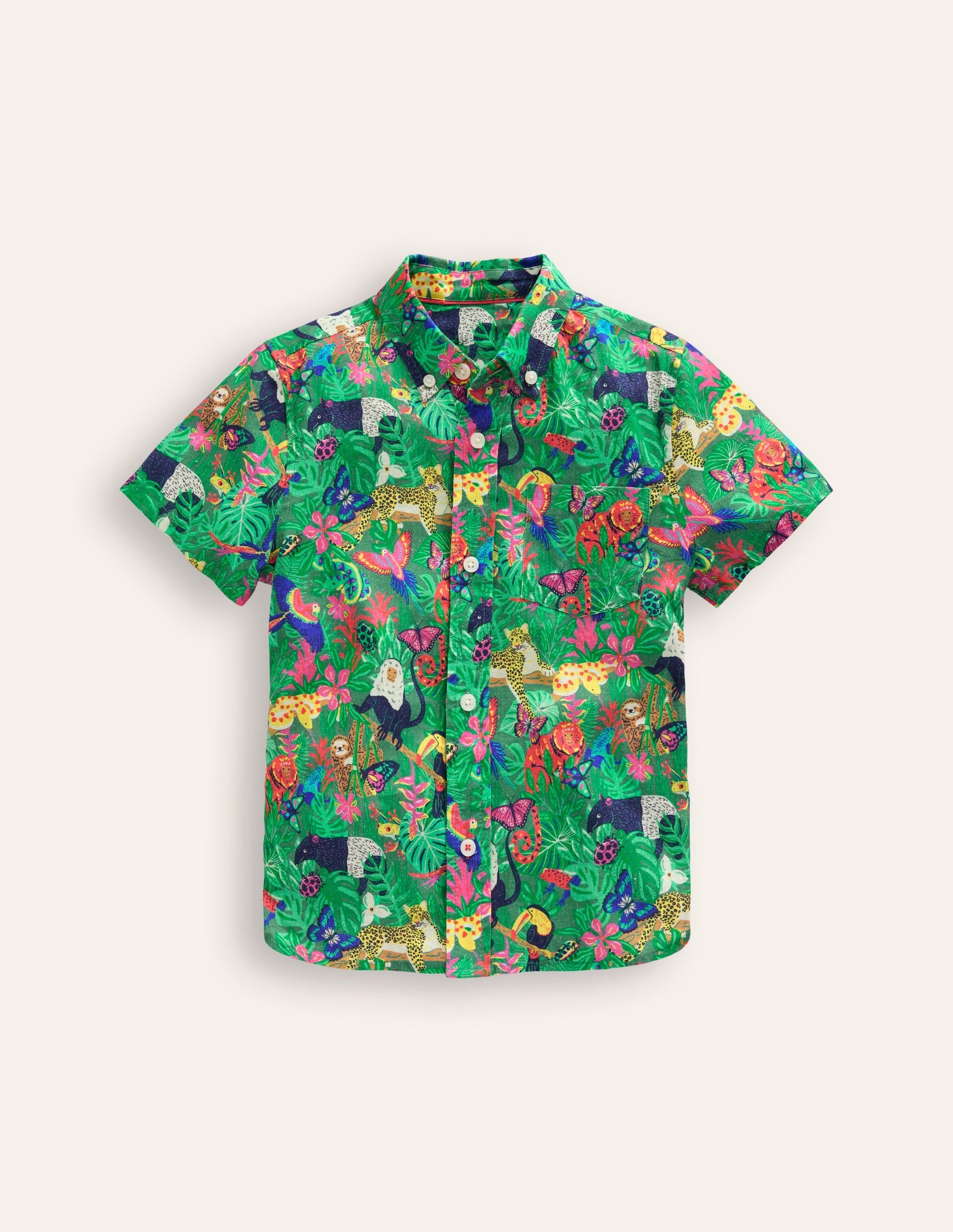 Cotton Linen Shirt-Tropical Rainforest-1