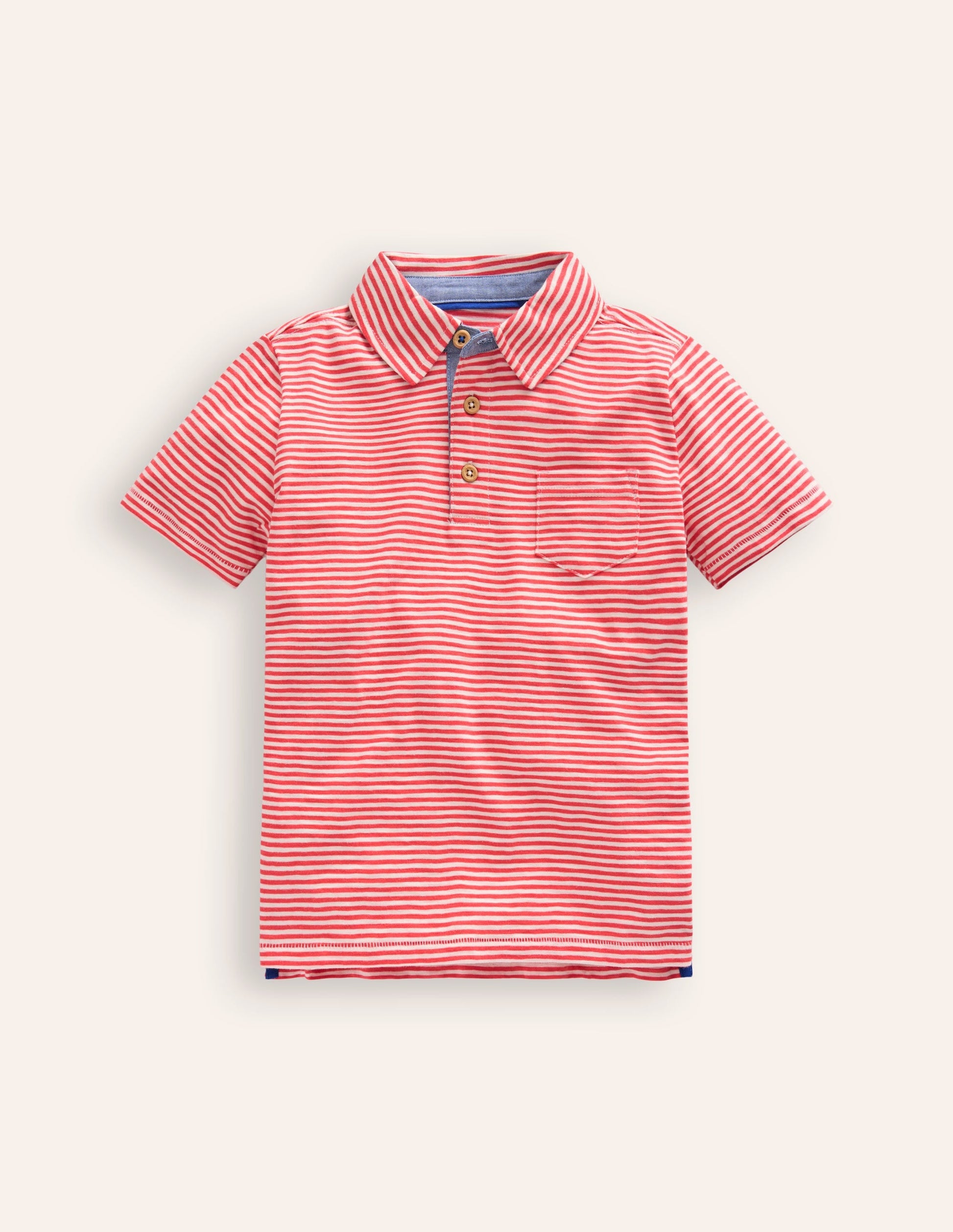 Slub Polo Shirt-Jam Red/ Vanilla Pod-1