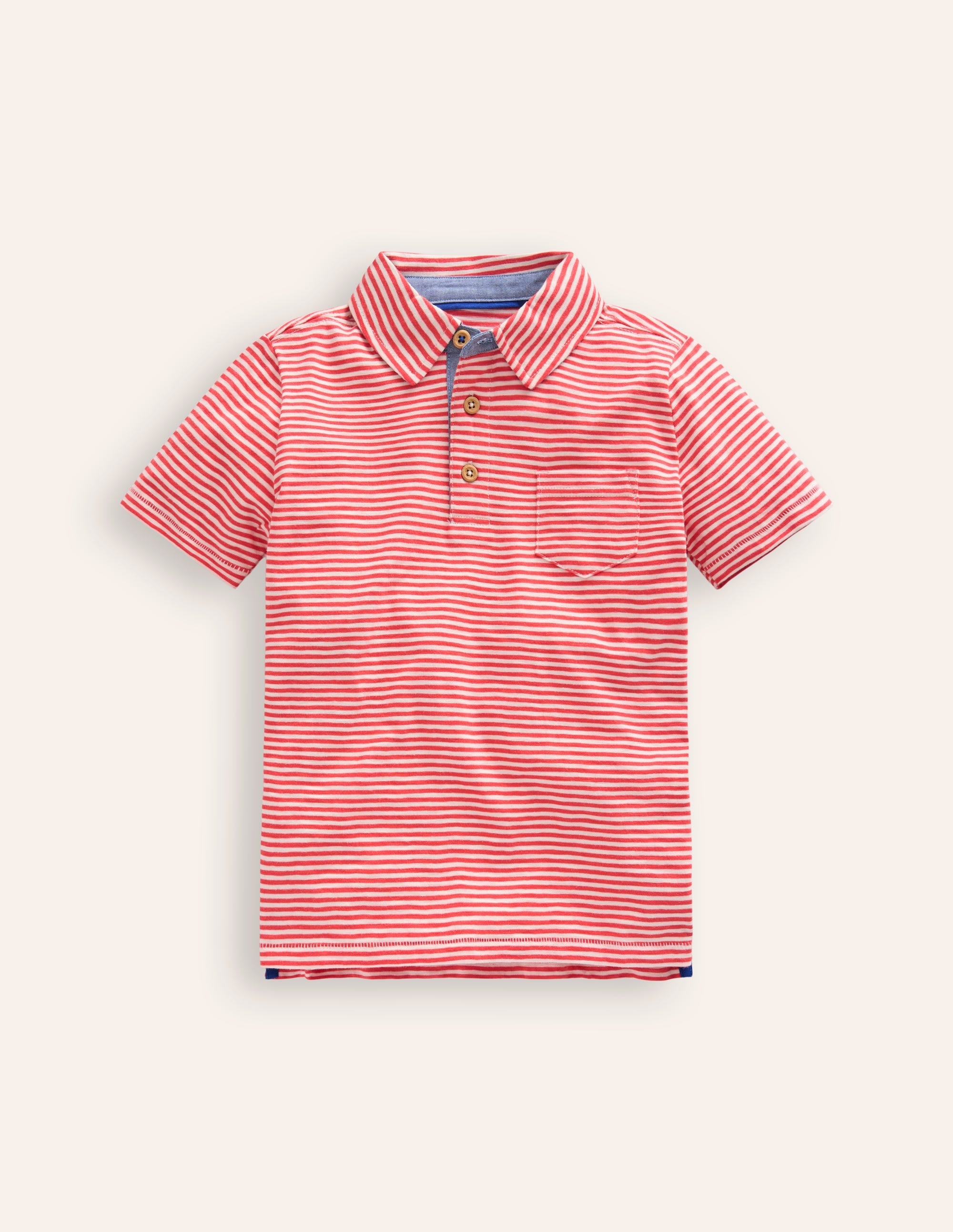 Slub Polo Shirt-Jam Red/ Vanilla Pod - Image 1