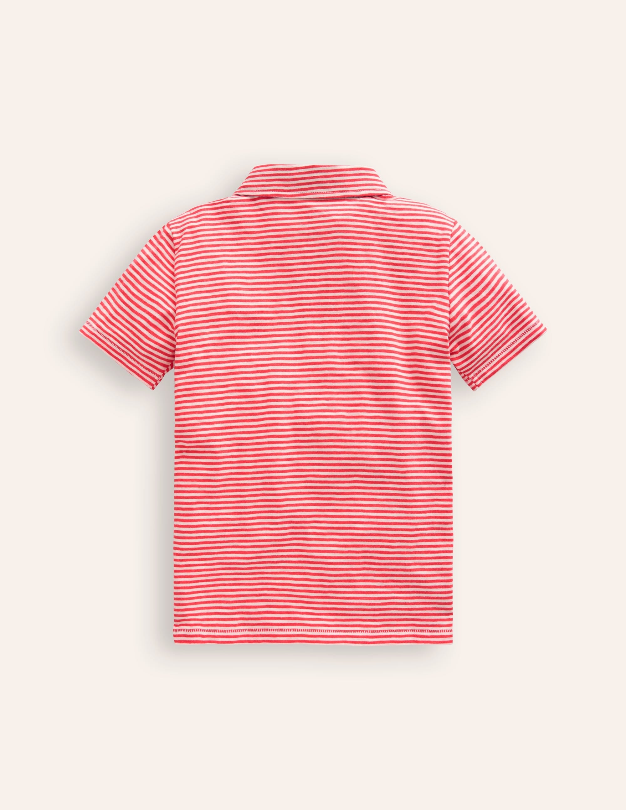 Slub Polo Shirt-Jam Red/ Vanilla Pod - Image 2