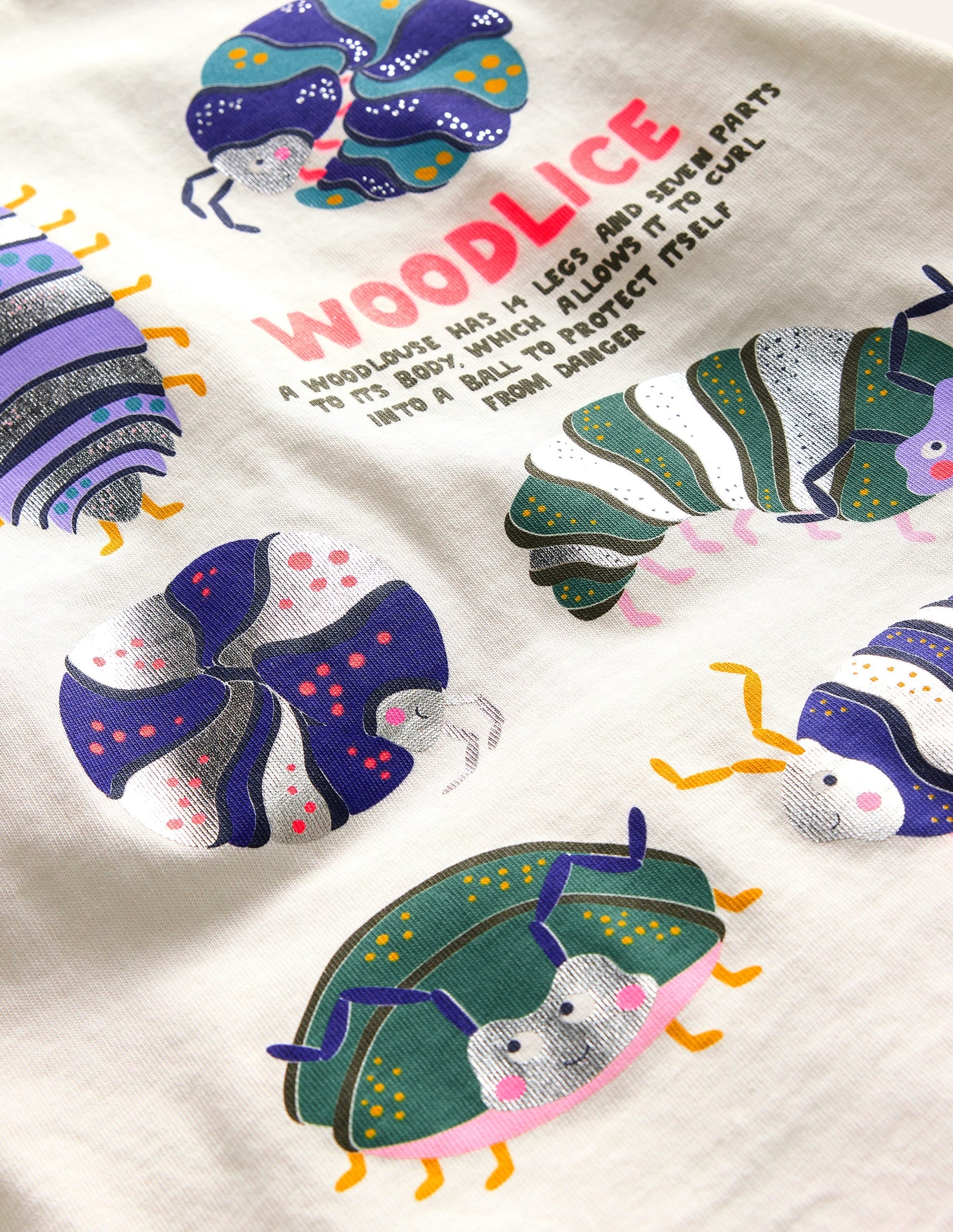 Foil Printed T-shirt-Ivory Woodlice-3