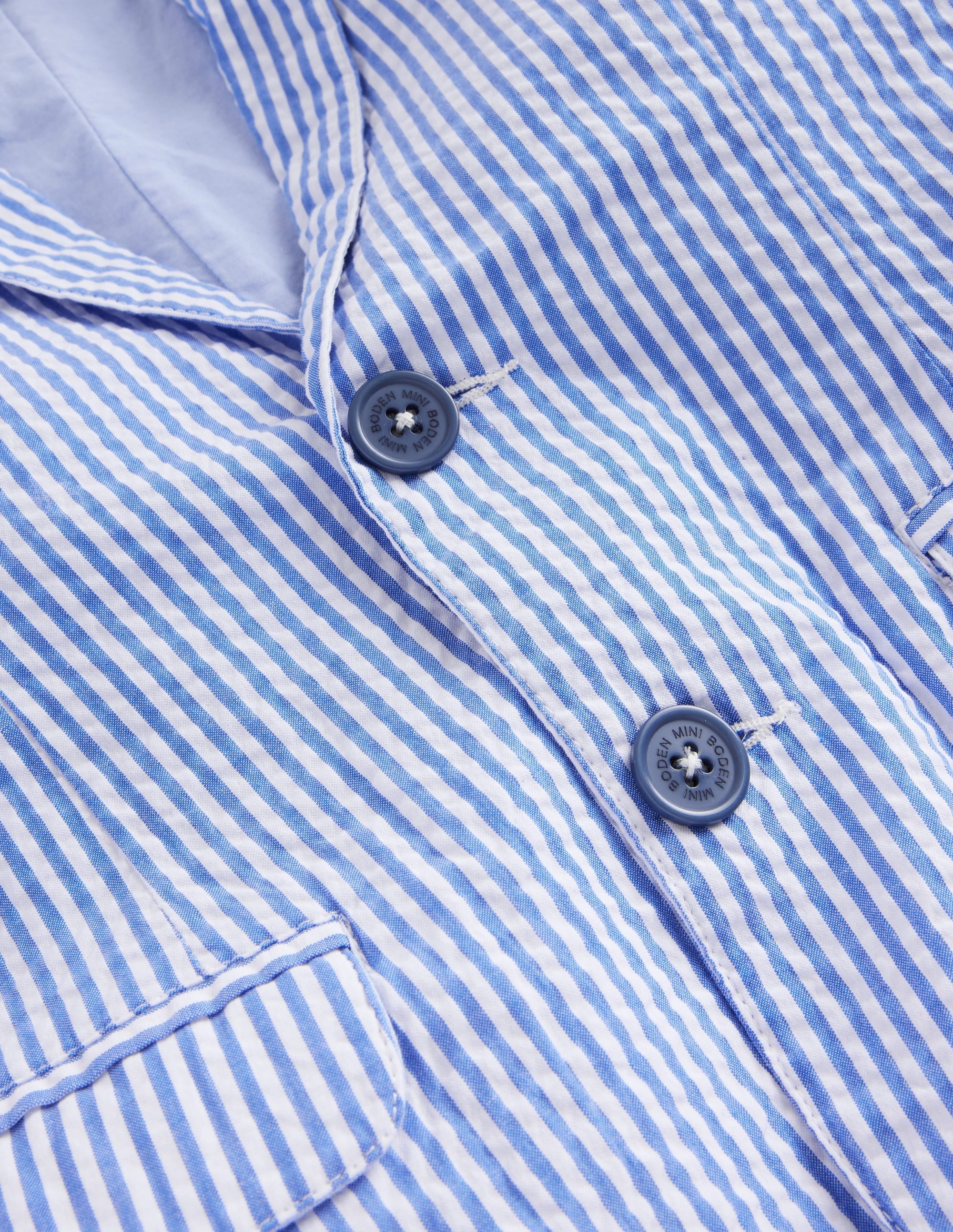 Seersucker Blazer-Vintage Blue / Ivory Stripe - Image 3