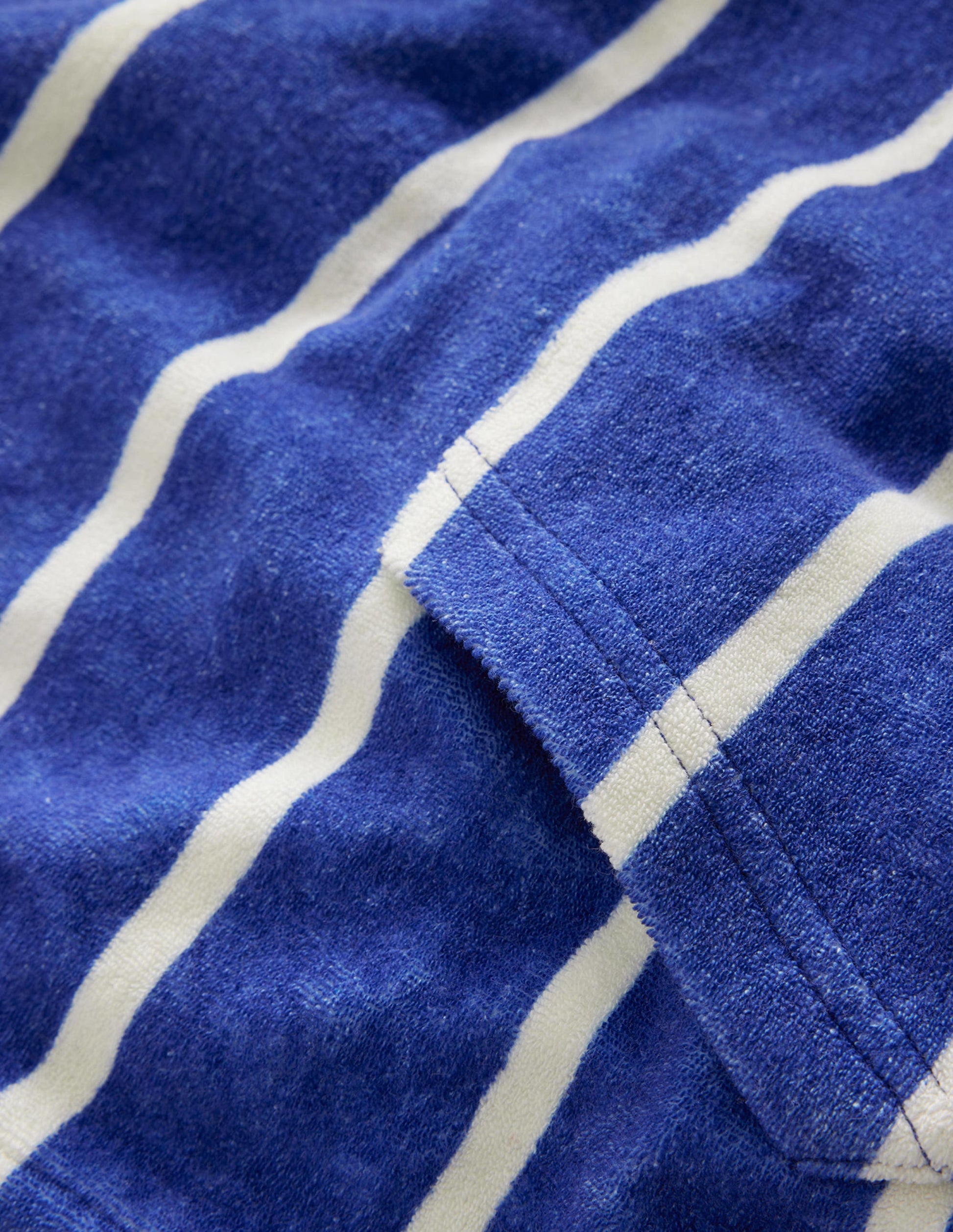 Towelling Hoodie-Sapphire Blue/Ivory Stripe-3