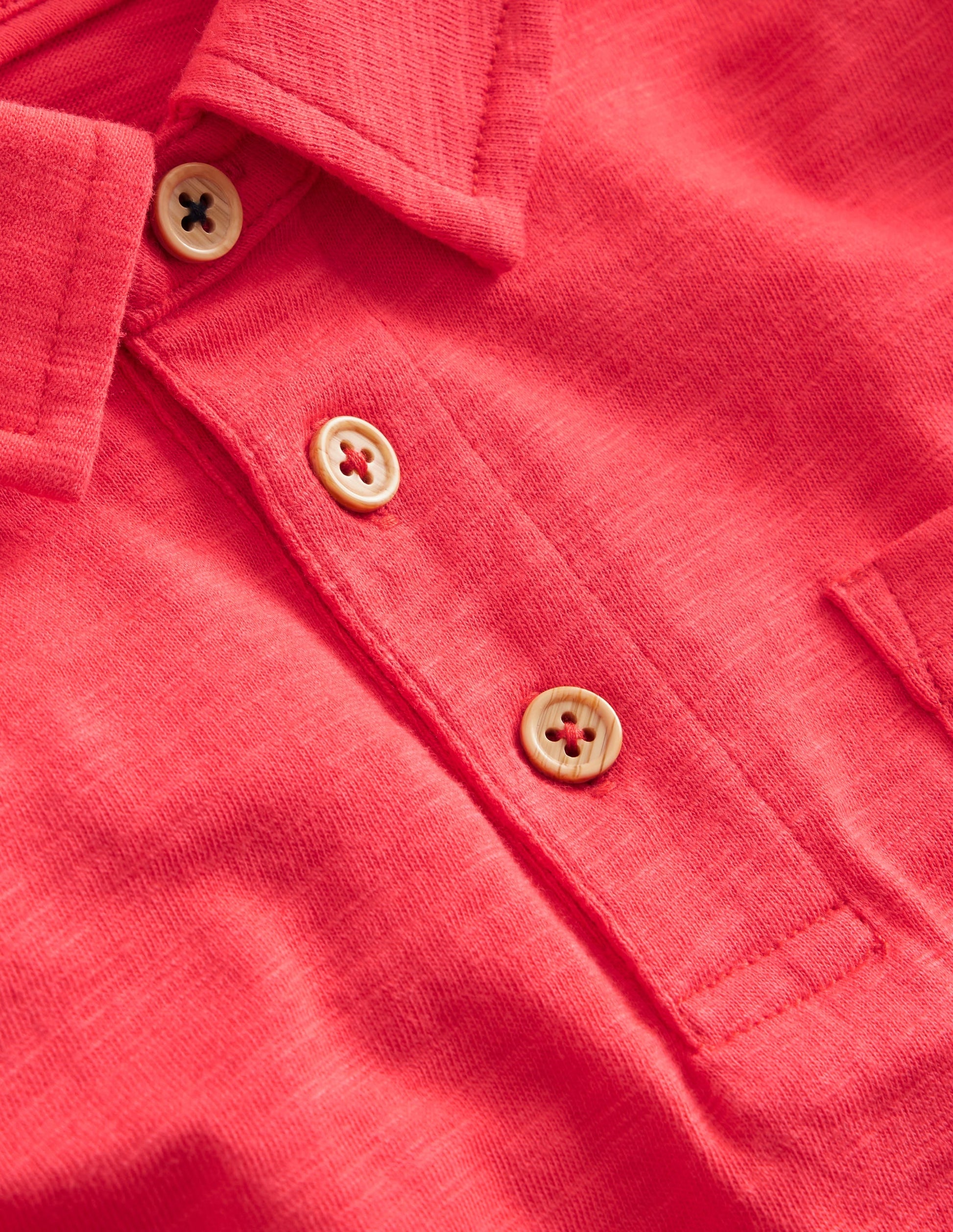 Slub Polo Shirt-Jam Red-3