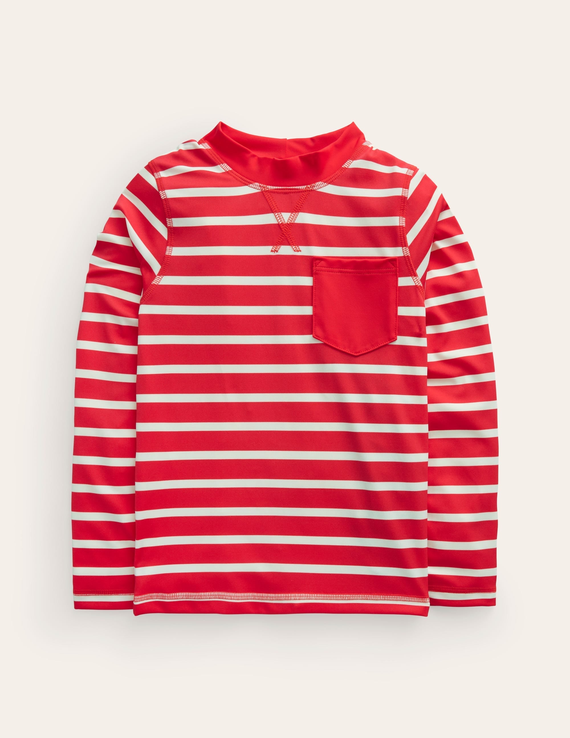Breton Rash Vest-Red/ Ivory Stripe - Image 1