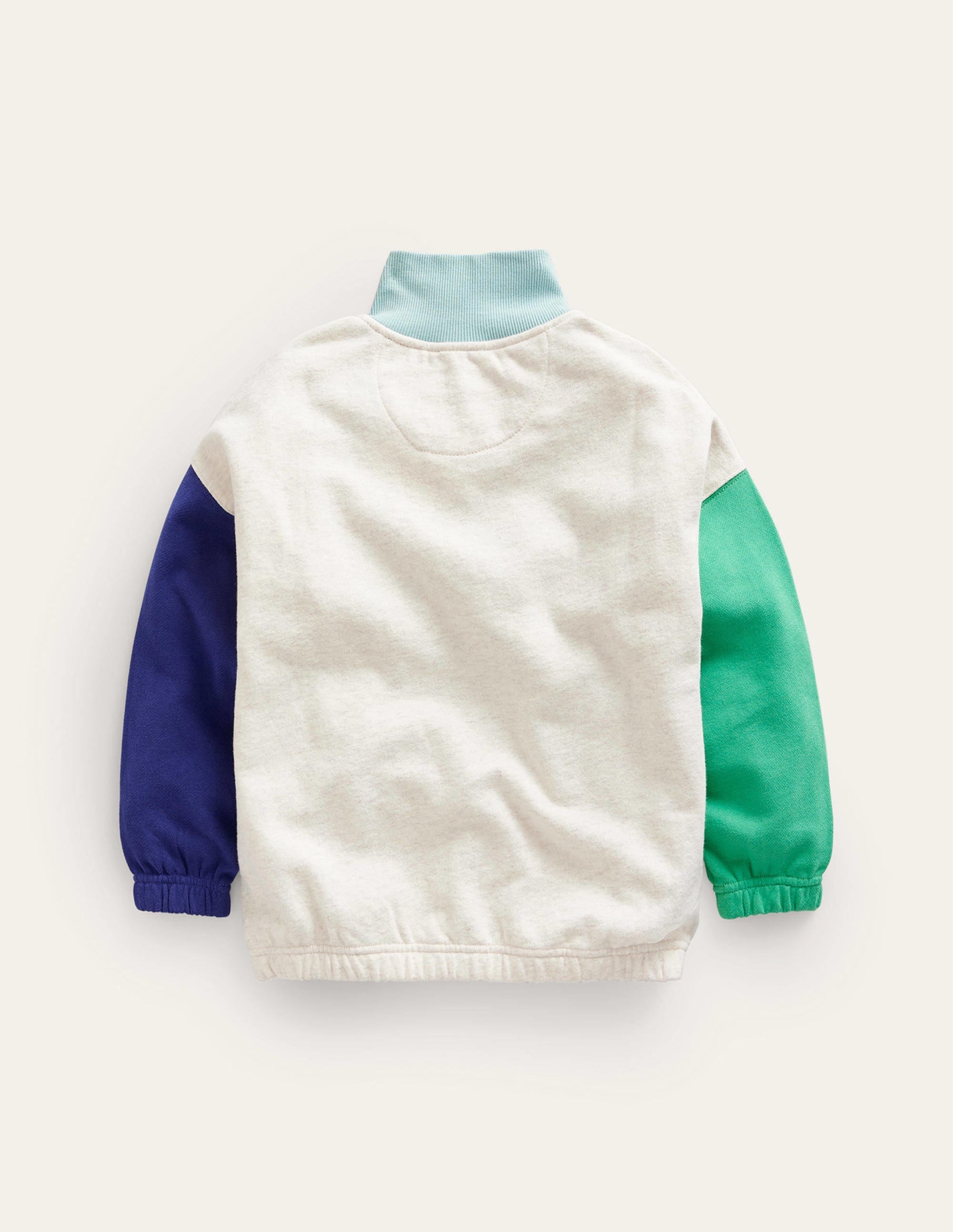 Colourblock Half Zip Sweat-Oatmeal Marl Colourblock - Image 2