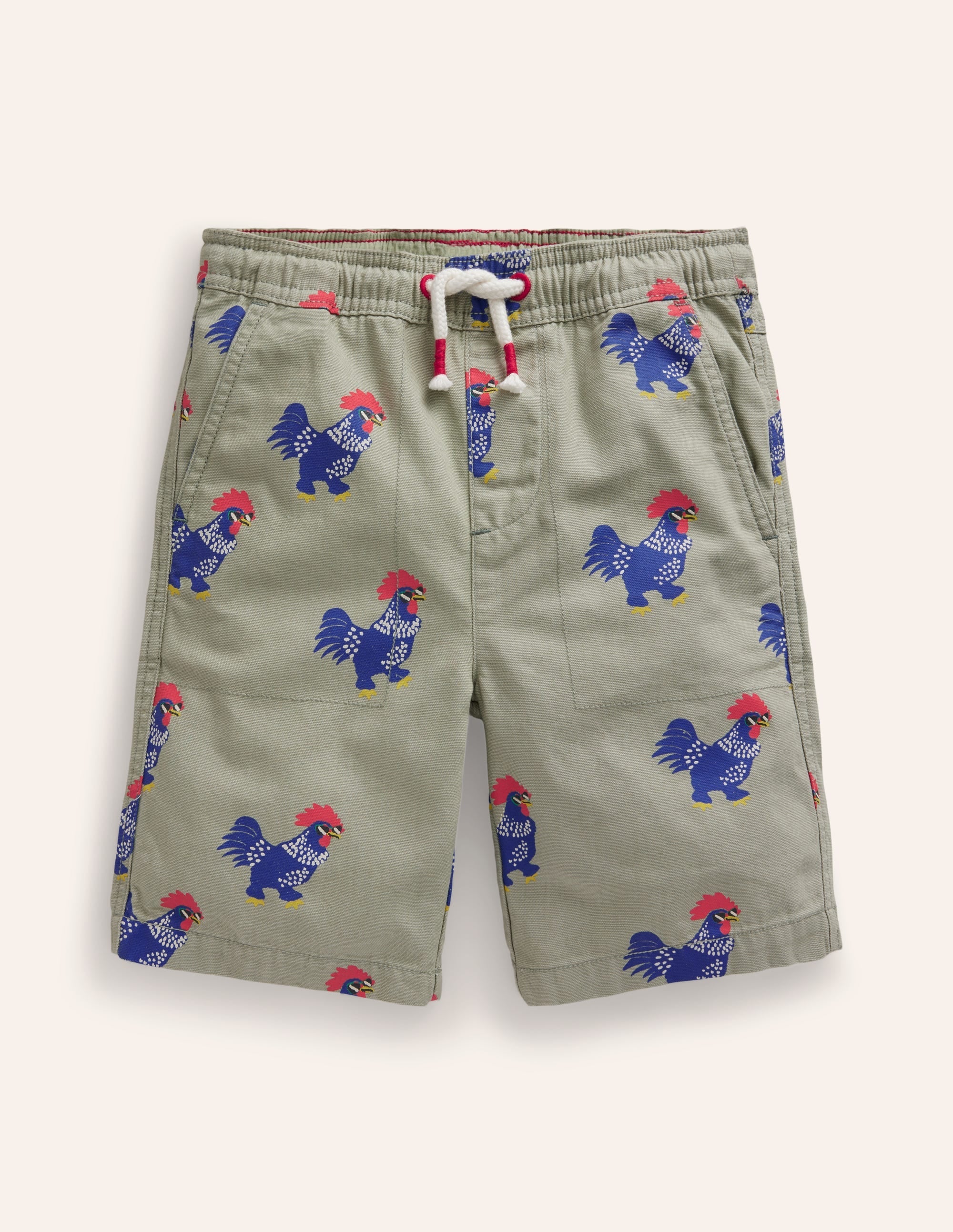 Pull-on Drawstring Shorts-Pottery Green Chicken - Image 1
