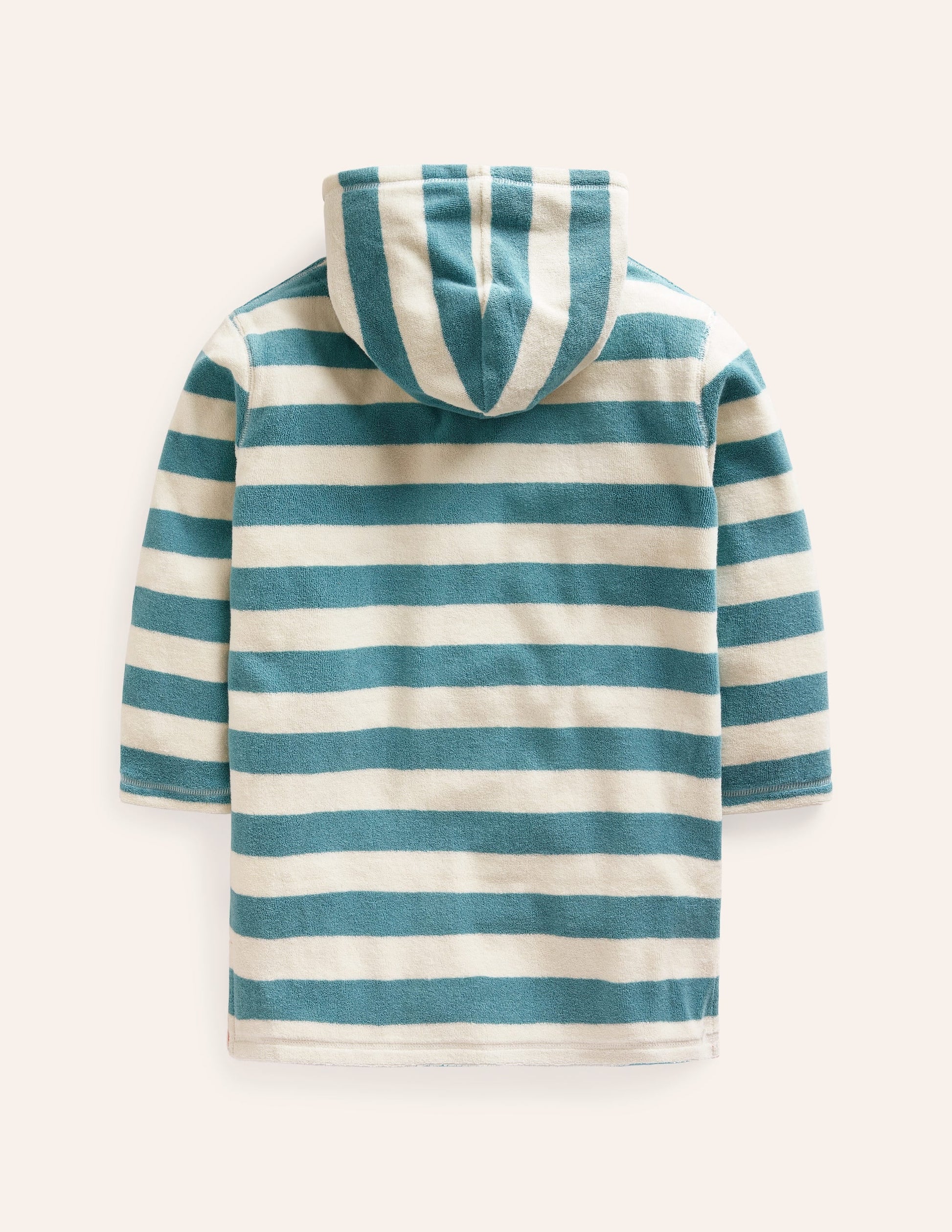 Appliqué Towelling Throw-on-Aqua Sea Blue/ Ivory Stripe-2