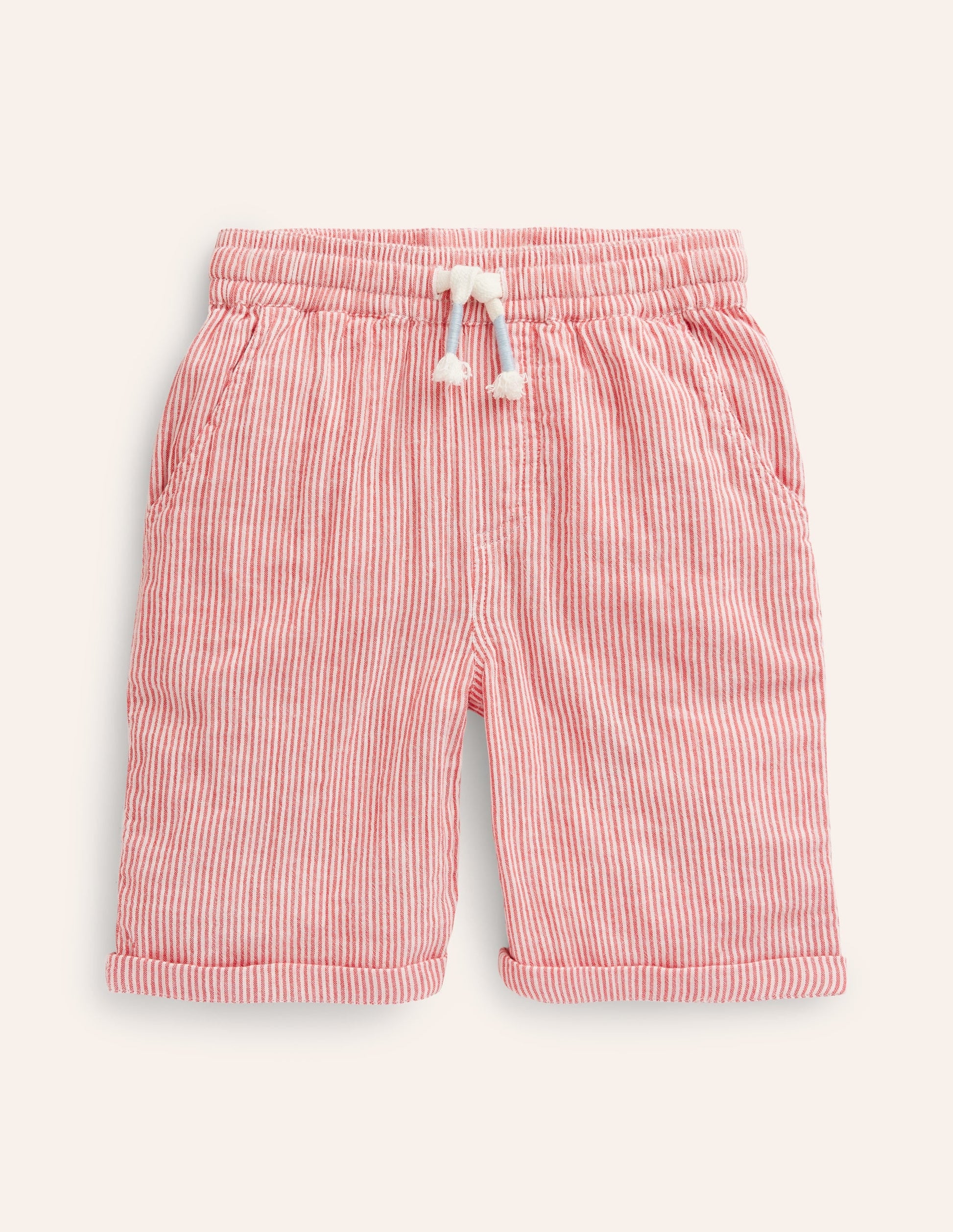 Lightweight Holiday Shorts-Jam Red / Ivory Stripe-1