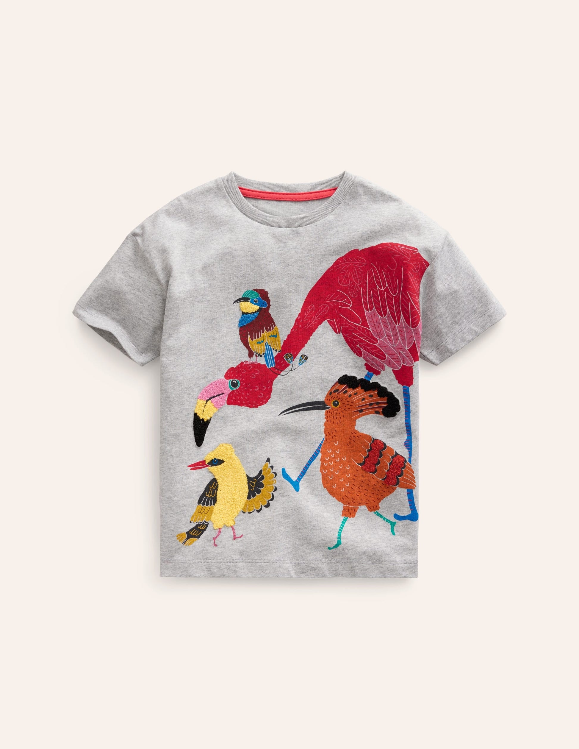 Joyful Animal T-shirt-Silver Marl Jungle Birds-1