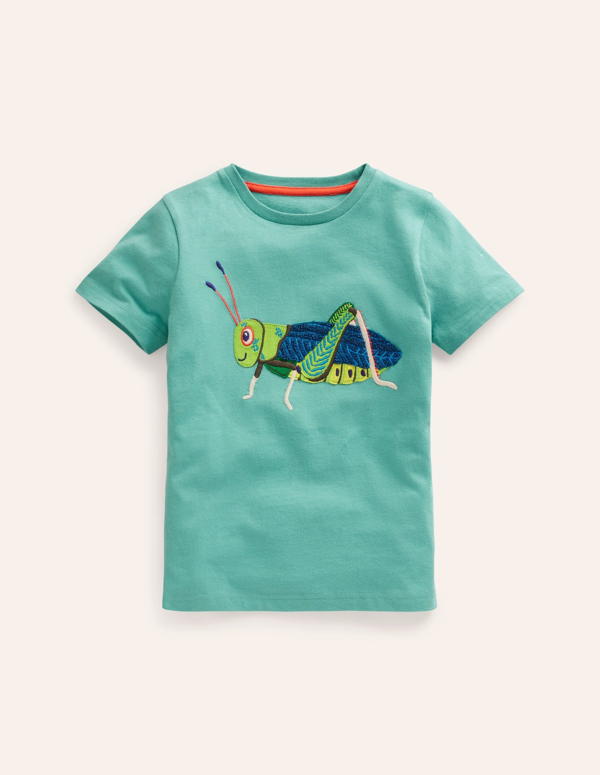 Short Sleeve Applique T-Shirt-Corsica Blue Grasshopper-1