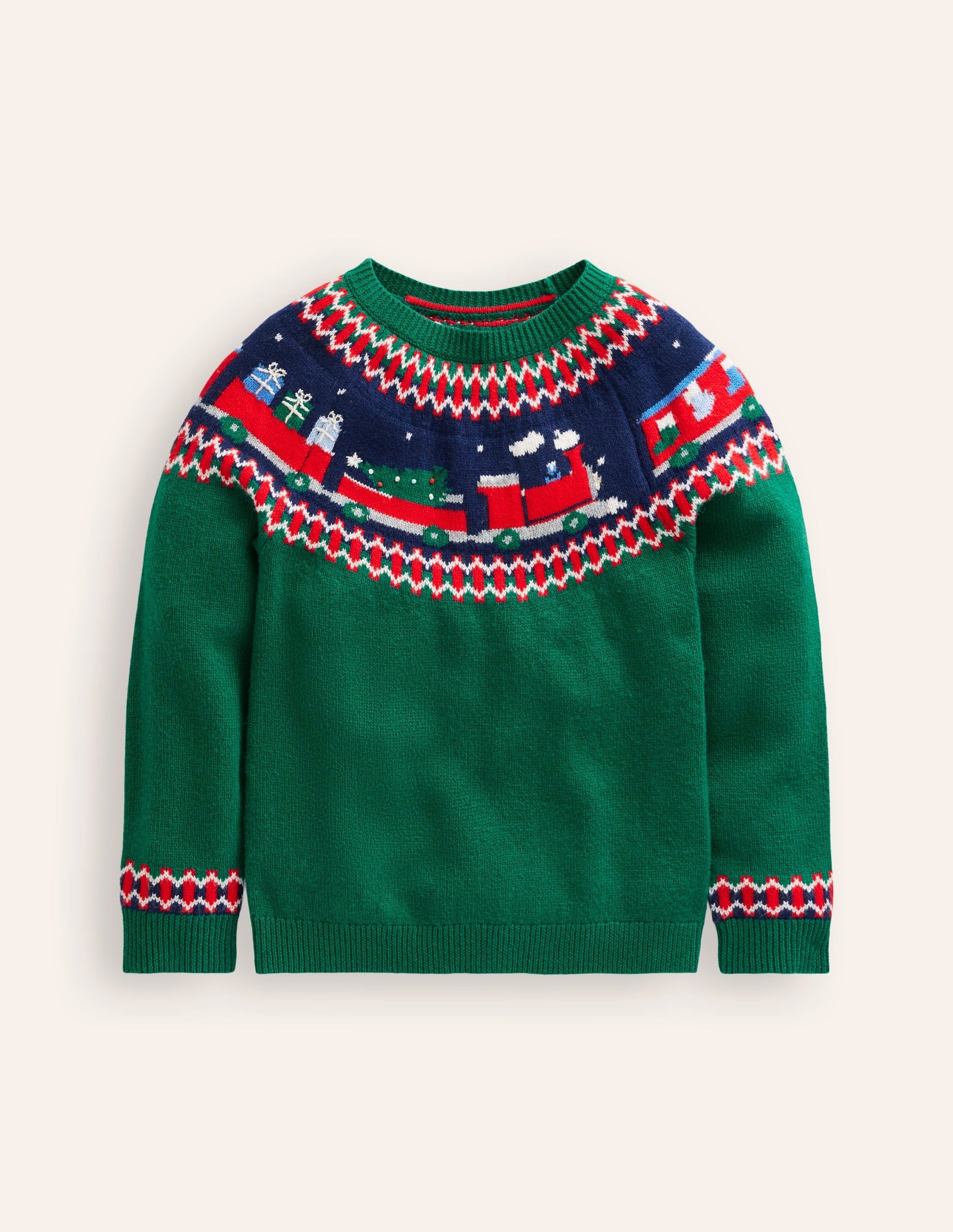 Fair Isle Jumper-Jewel Green Train-1