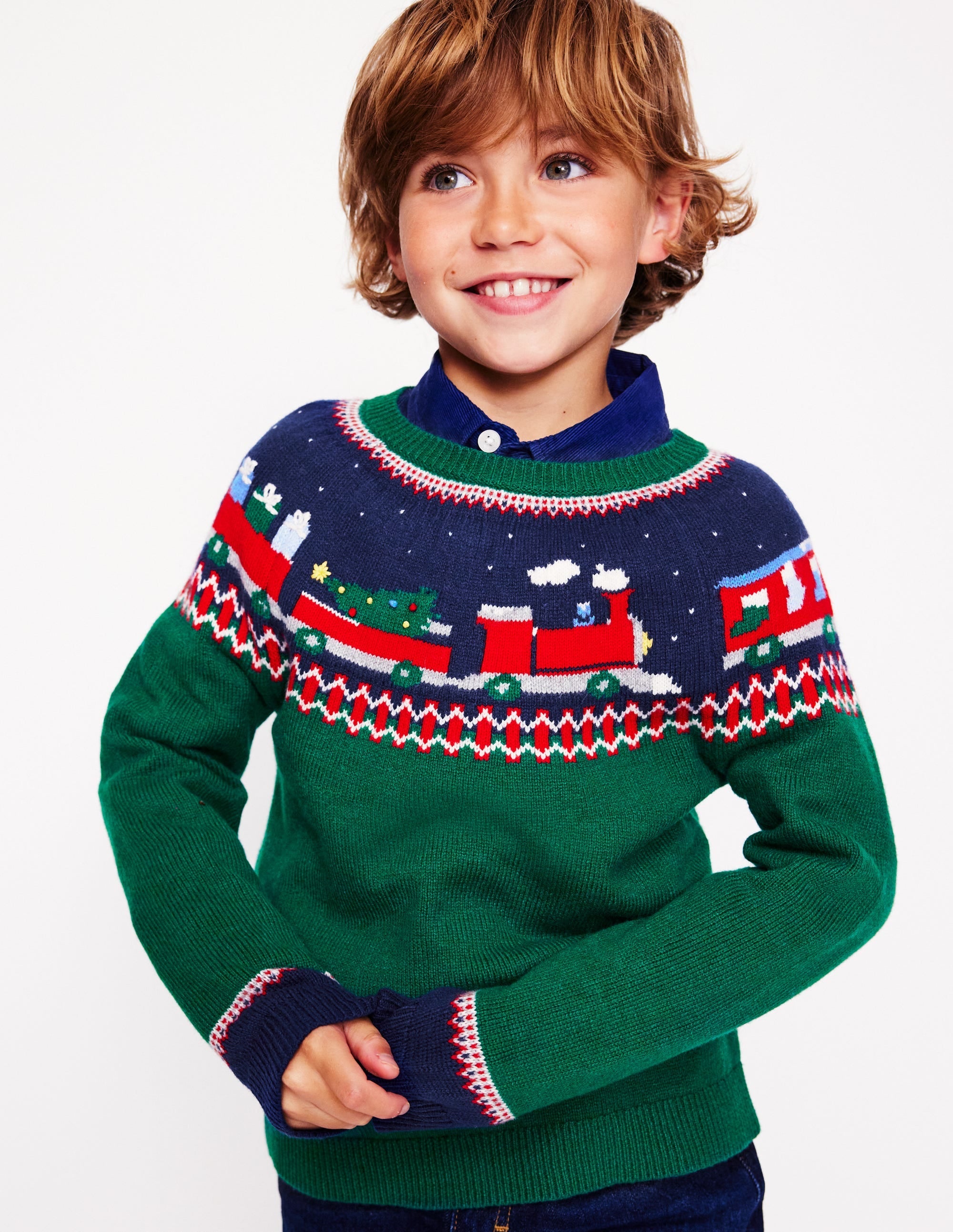 Fair Isle Jumper-Jewel Green Train - Image 5