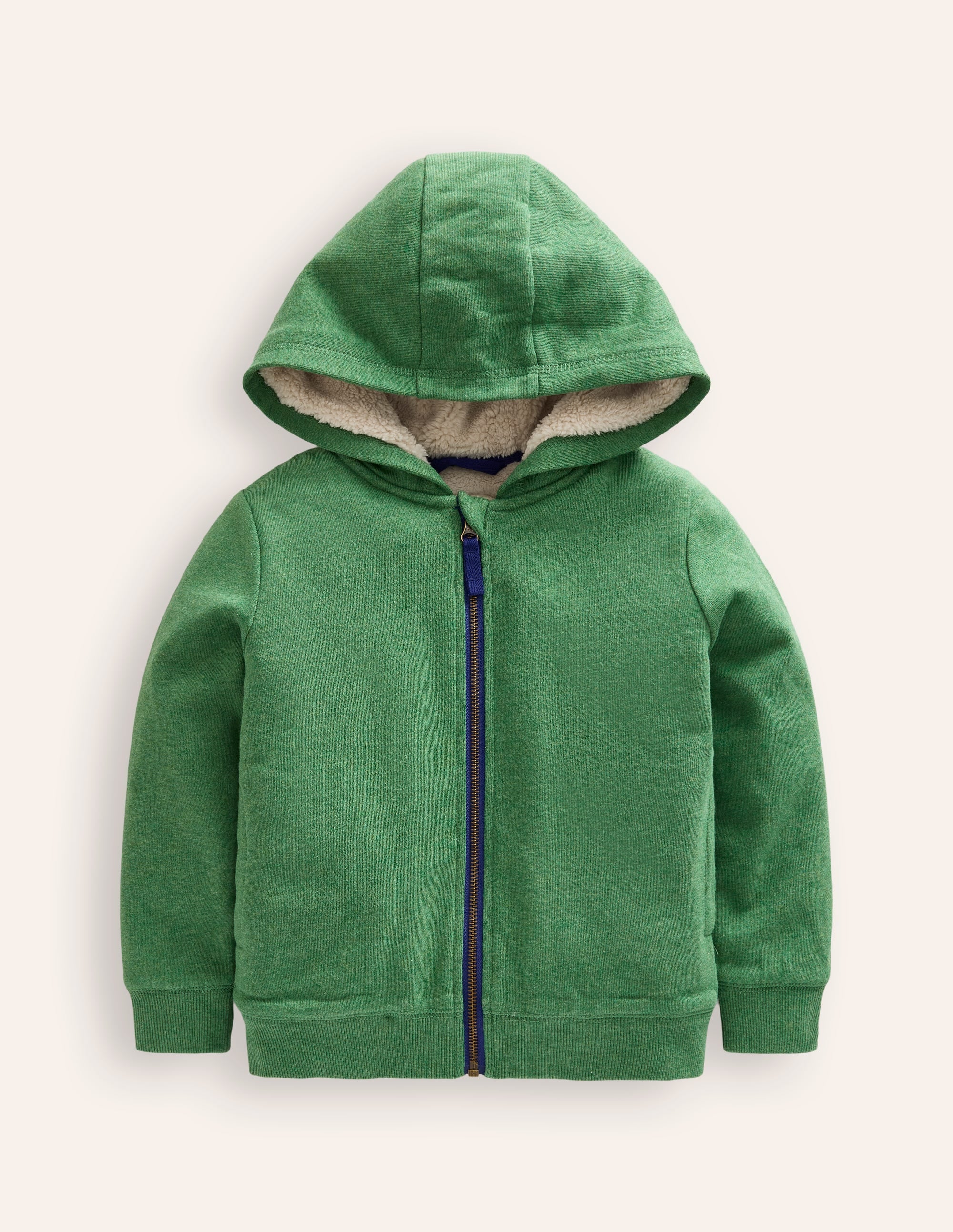 Shaggy-Lined Hoodie-Green Marl - Image 1