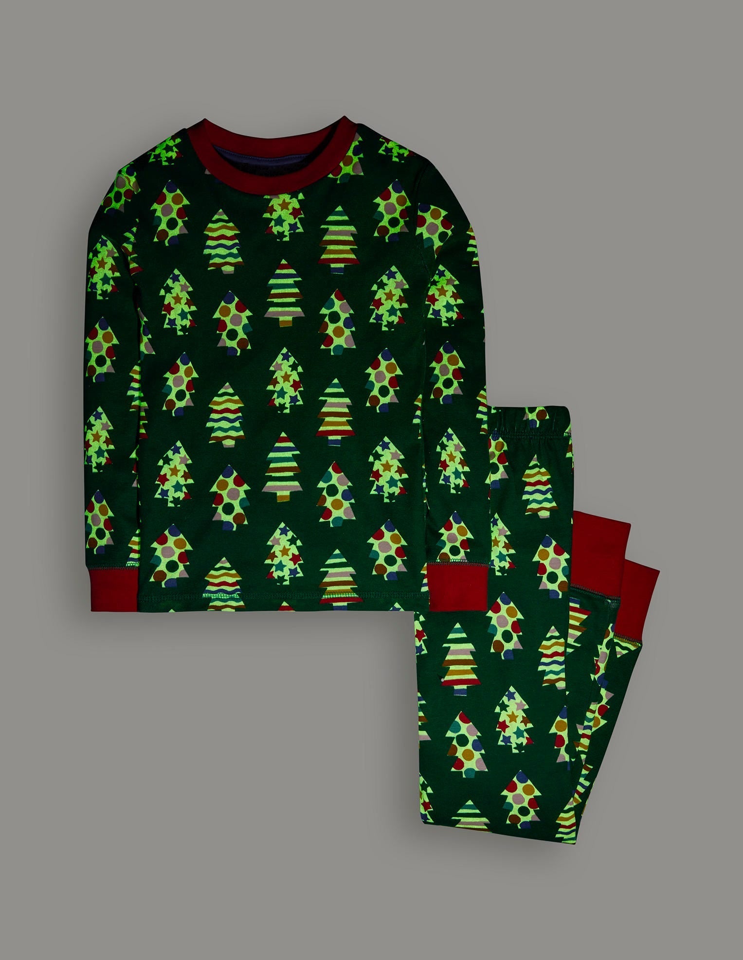 Snug Glow-In-The-Dark Pyjamas-Christmas Trees-4