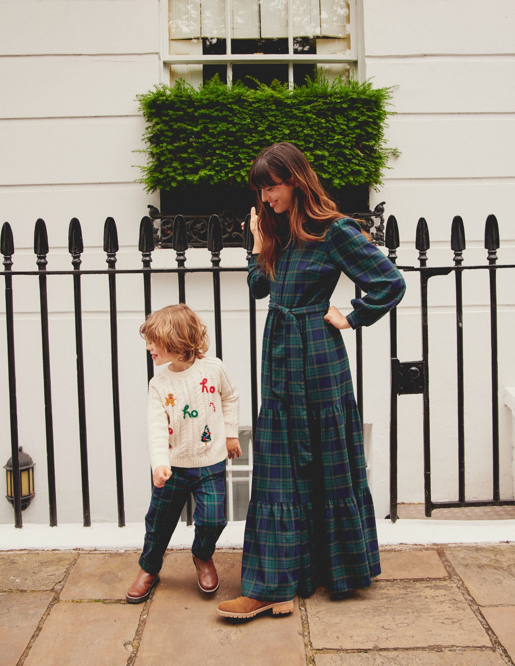 Smart Pleated Trousers-Blue / Green Check - Image 4