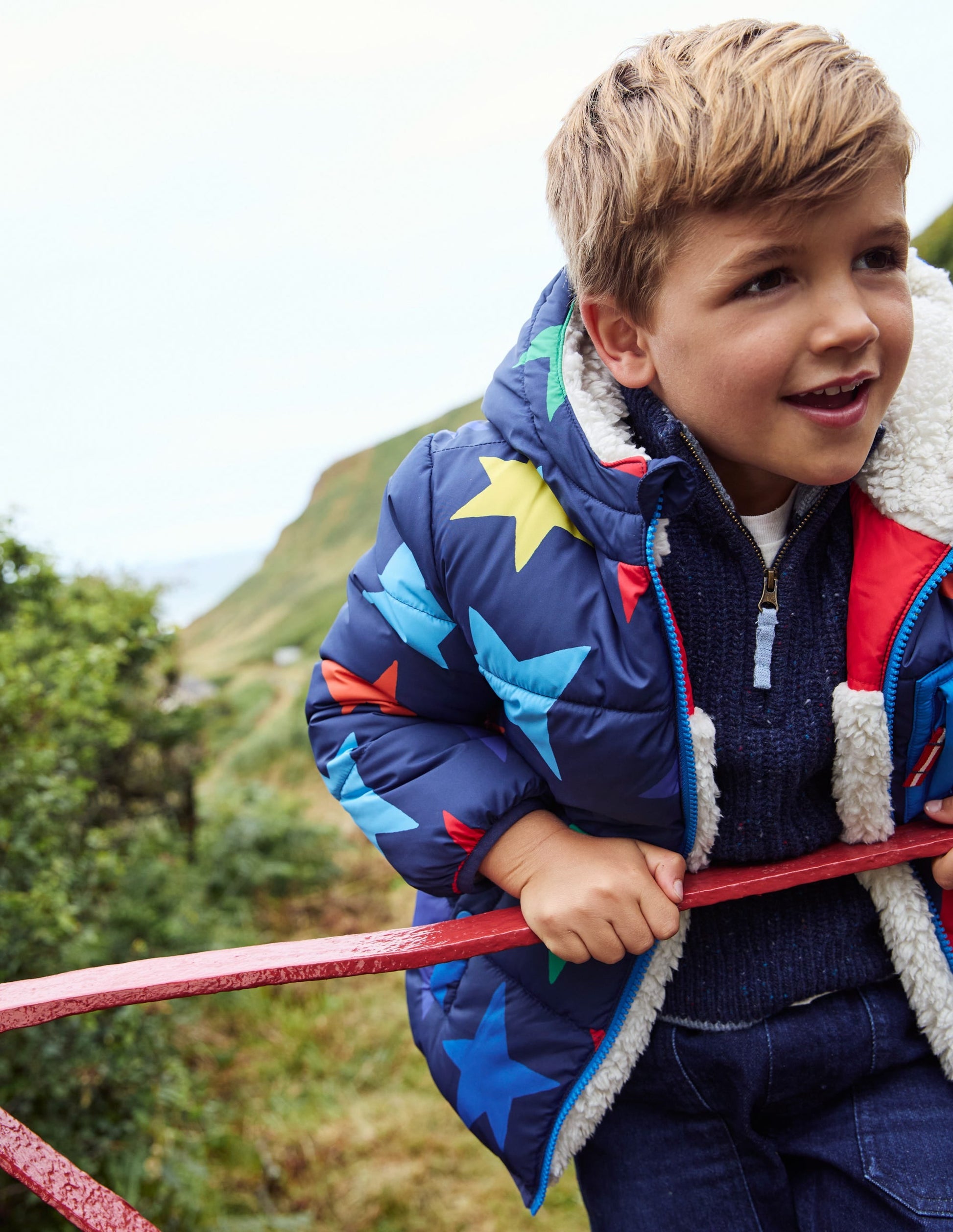 Reversible Cosy Borg Coat-Multi Star-6