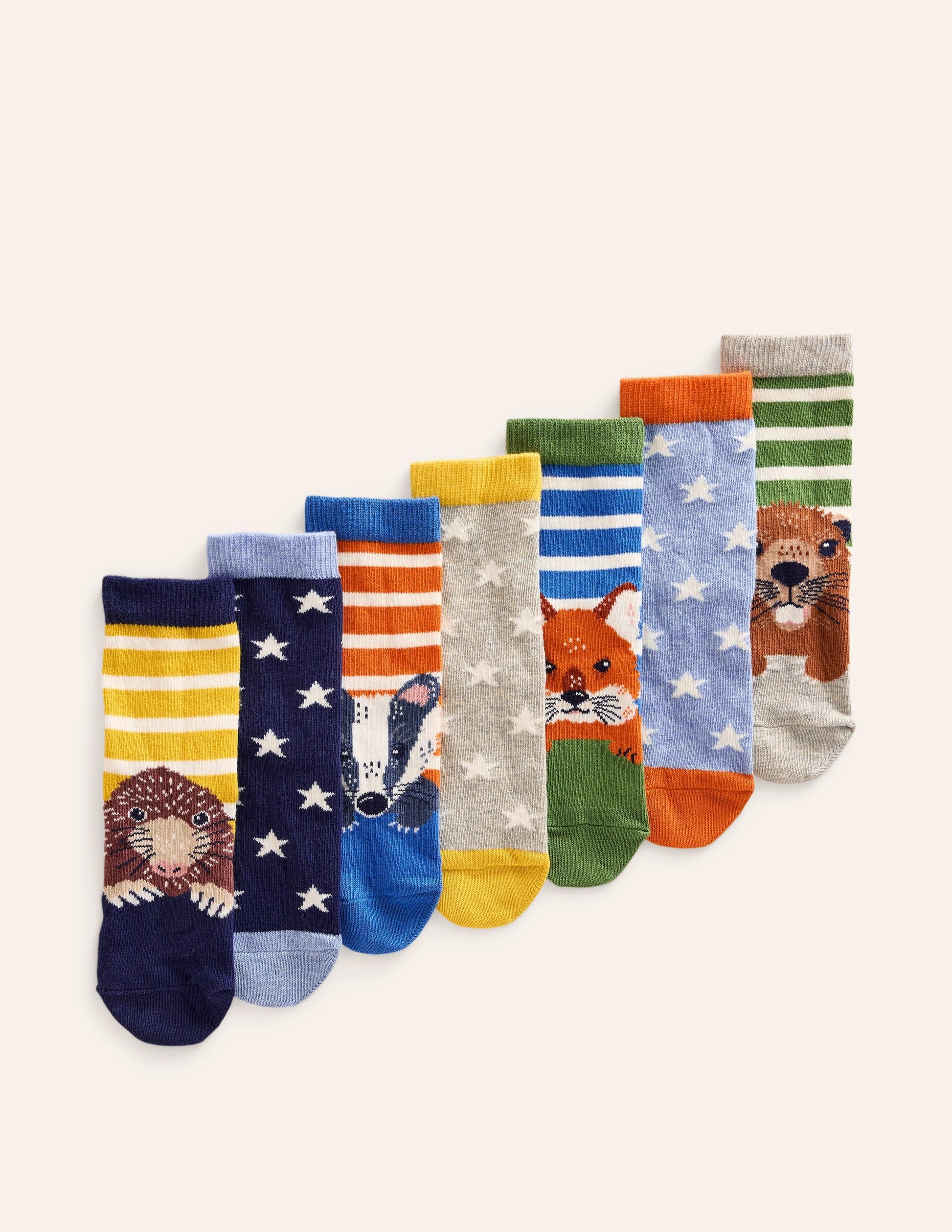 Socks 7 Pack-Multi Woodland Animals-1