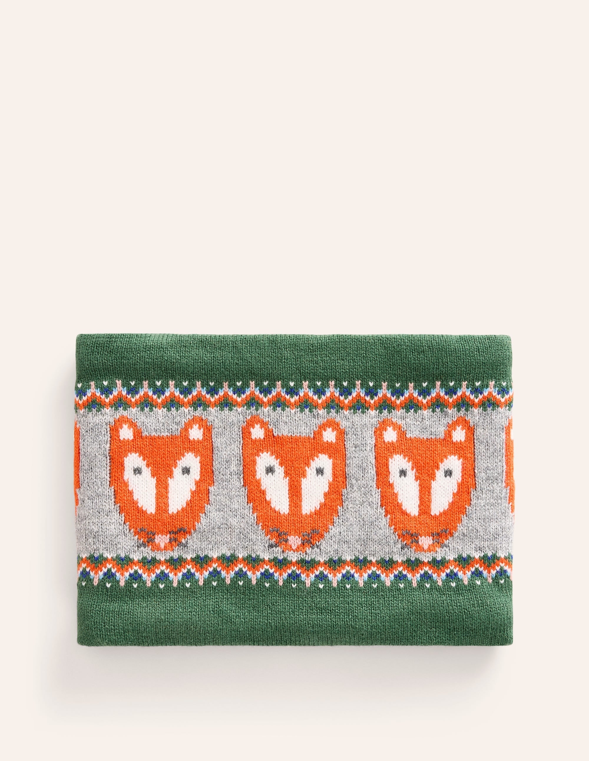 Fair Isle Knitted Snood-Spruce Green Fox - Image 1