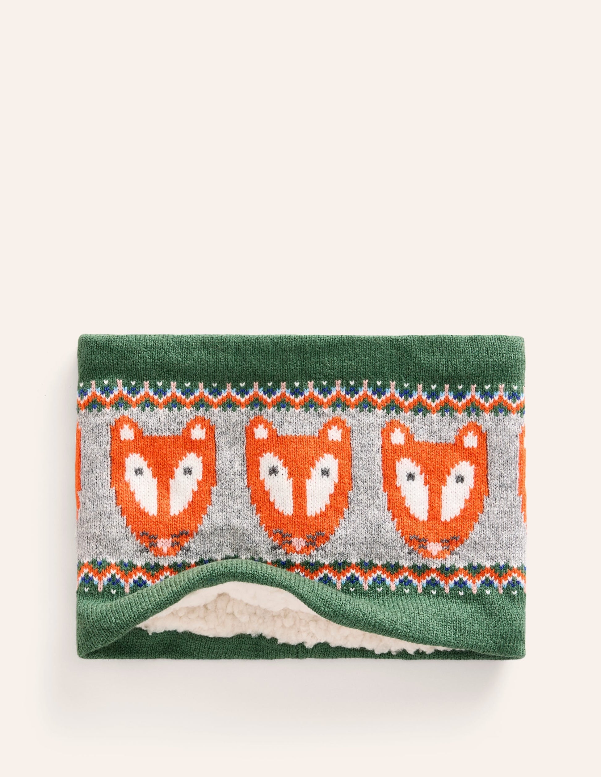 Fair Isle Knitted Snood-Spruce Green Fox-3