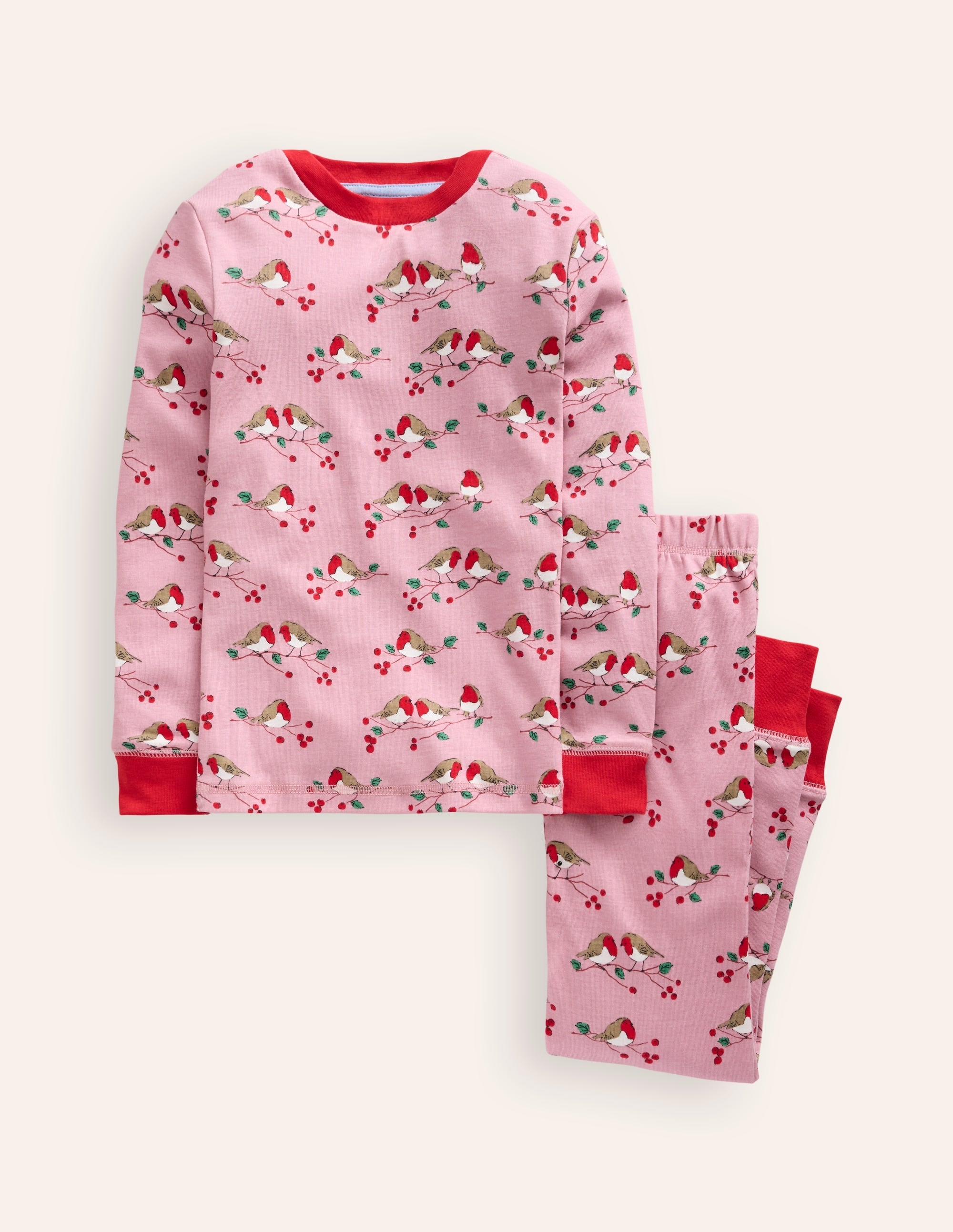 Snug Long John Pyjamas-Rose Robins - Image 1