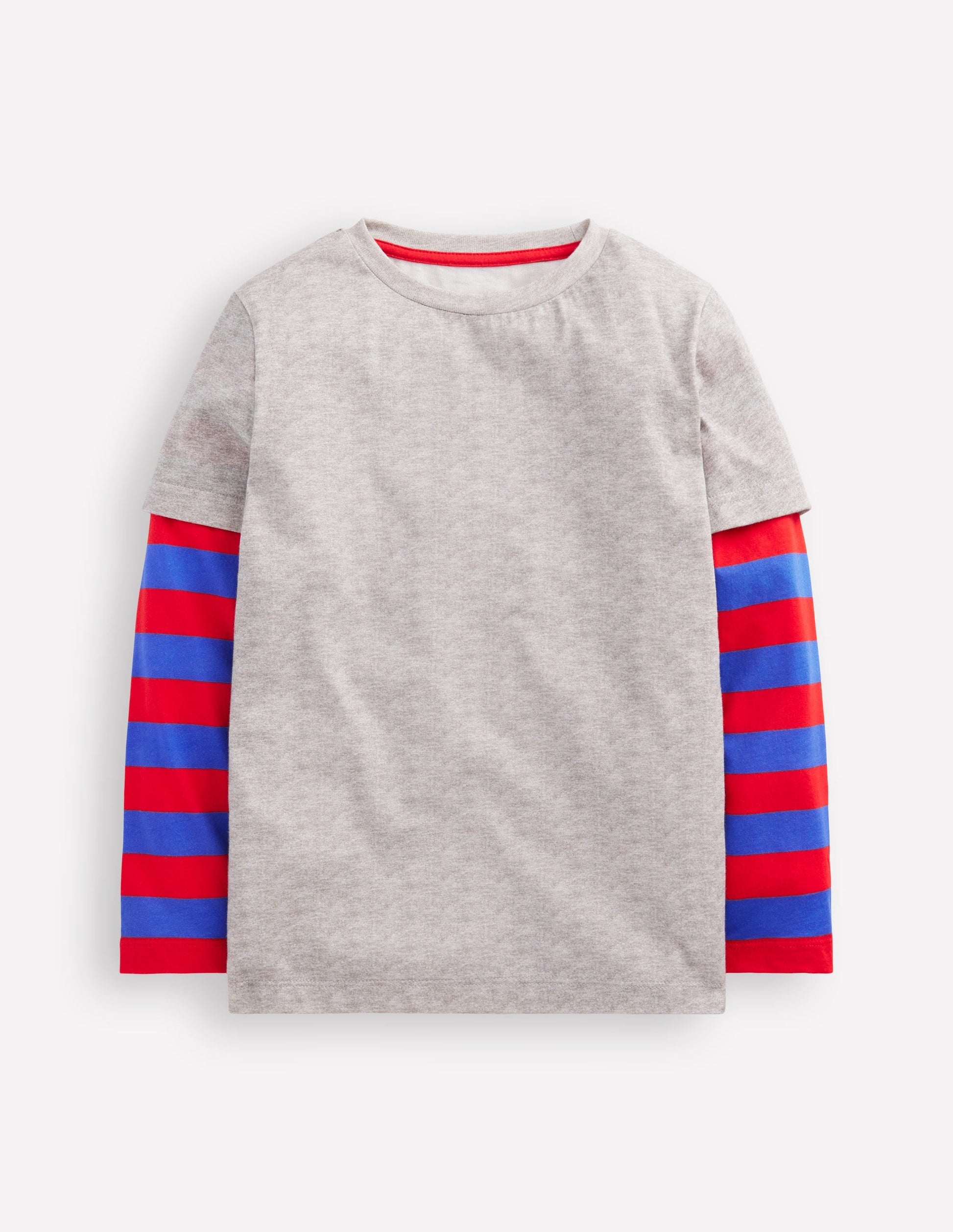 Mock Sleeve T-shirt-Grey Marl-1