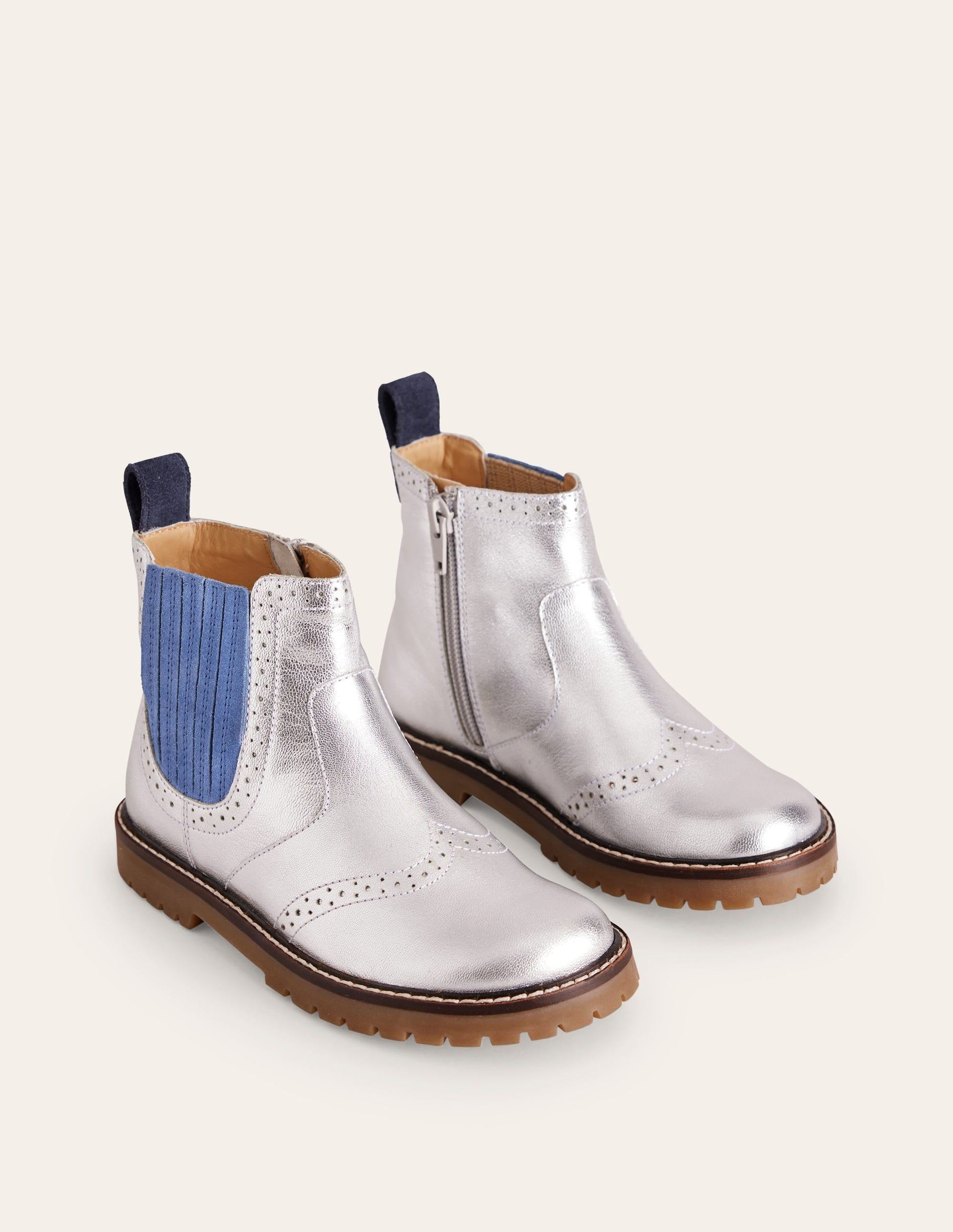 Leather Chelsea Boots-Silver-2