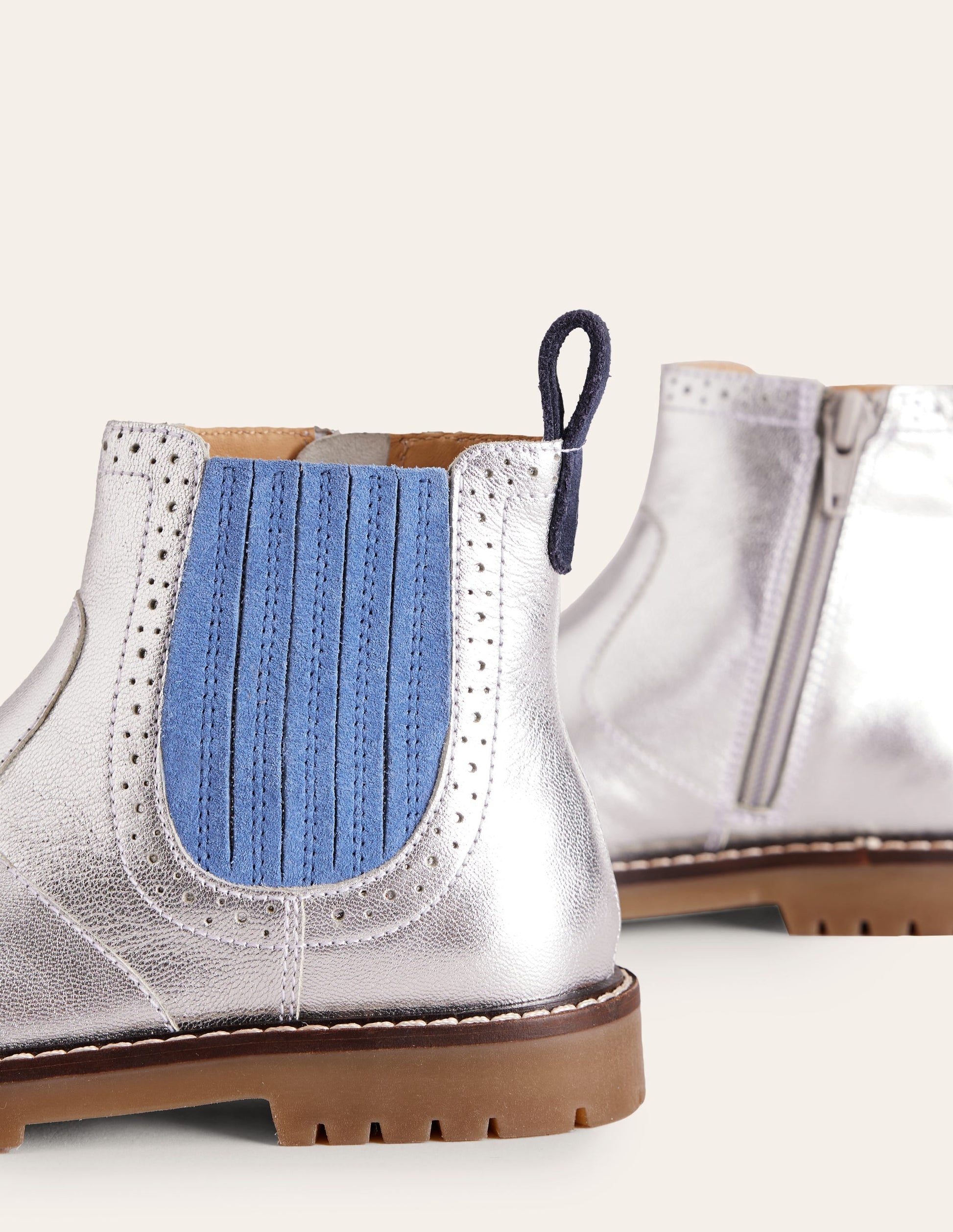 Leather Chelsea Boots-Silver-3