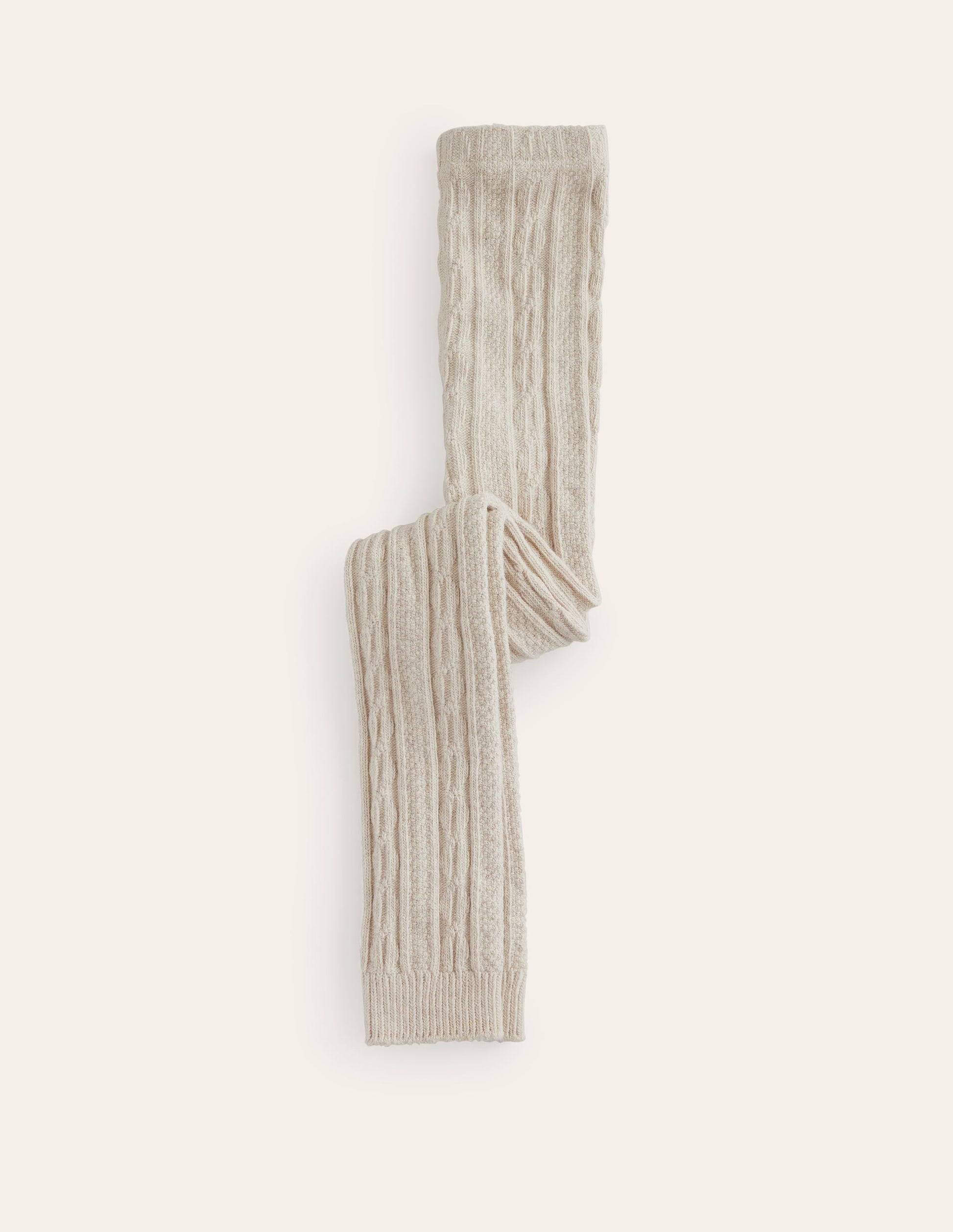 Cable Footless Tights-Oatmeal Marl-1