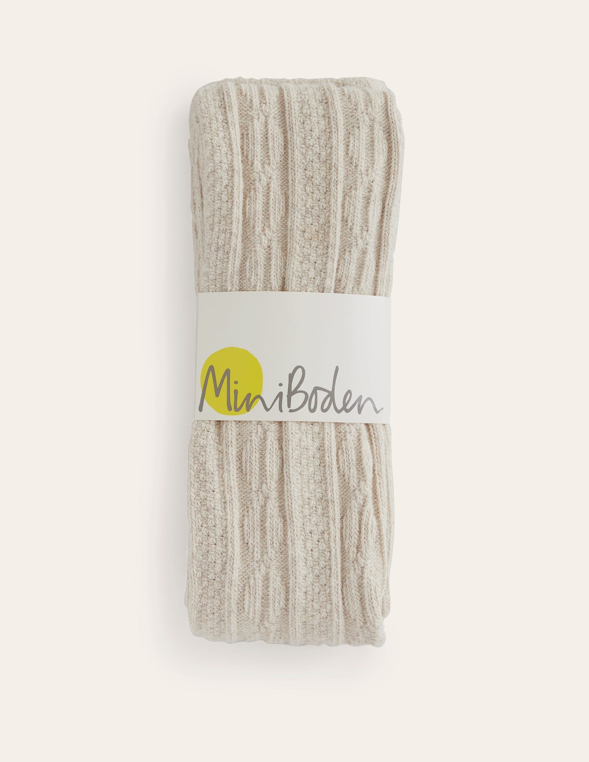 Cable Footless Tights-Oatmeal Marl-2
