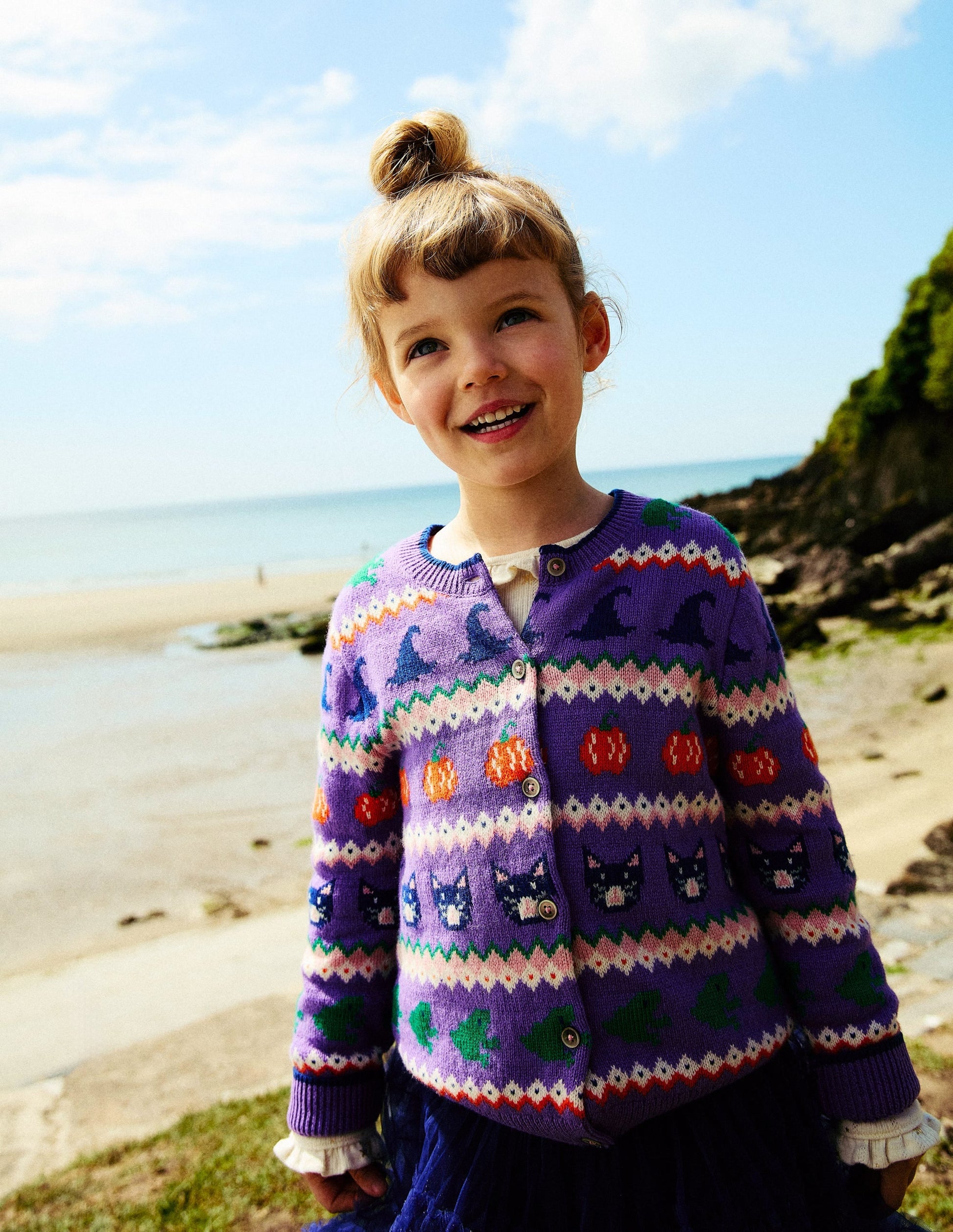 Edie Fair Isle Cardigan-Aster Purple Halloween-4