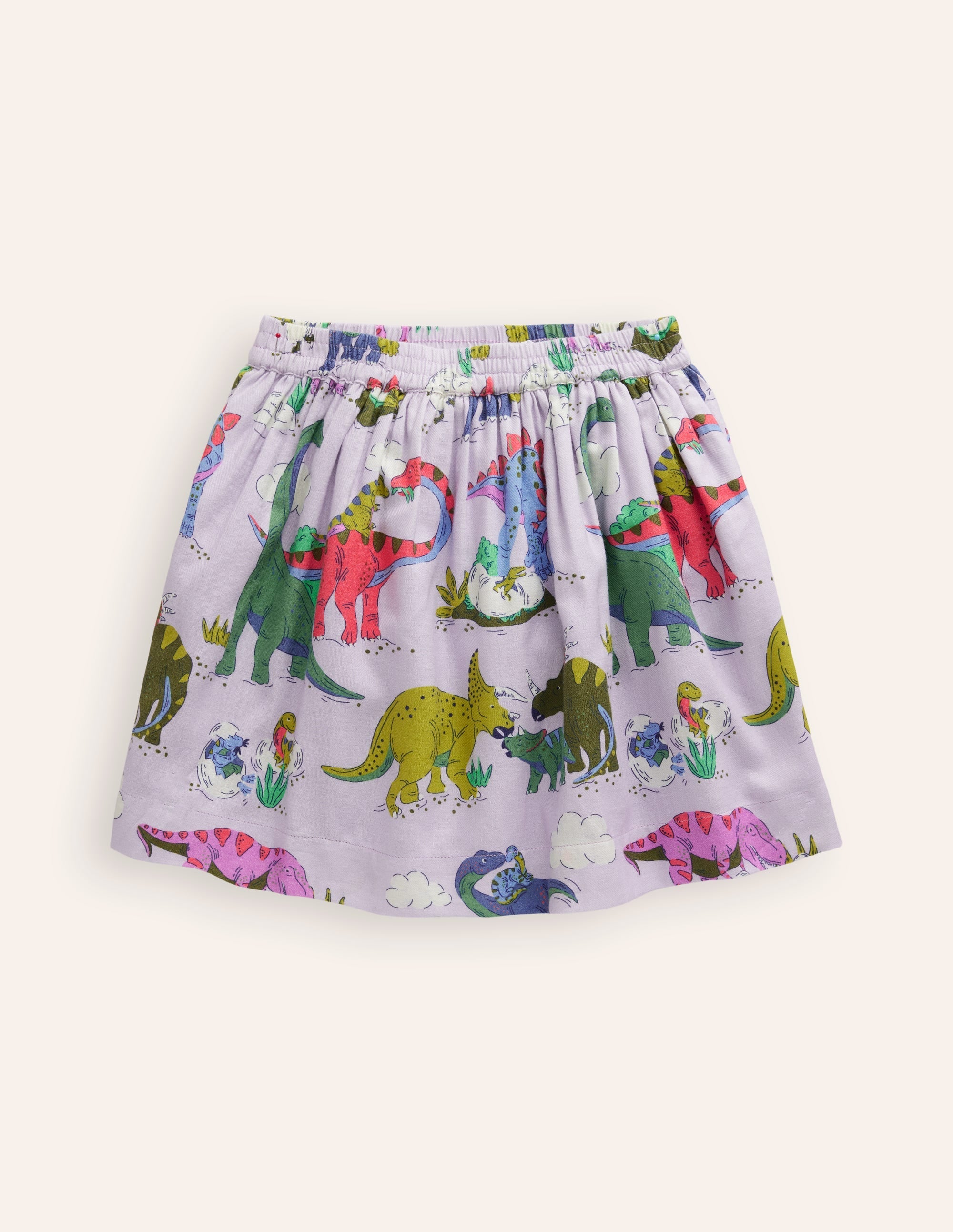 Printed Pull-On Twirly Skirt-Lilac Dino Family - Image 1