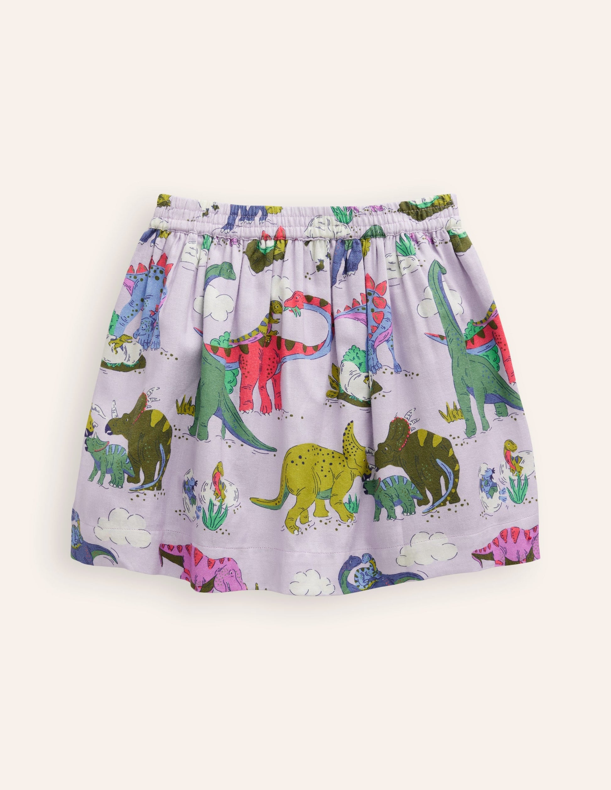 Printed Pull-On Twirly Skirt-Lilac Dino Family-2