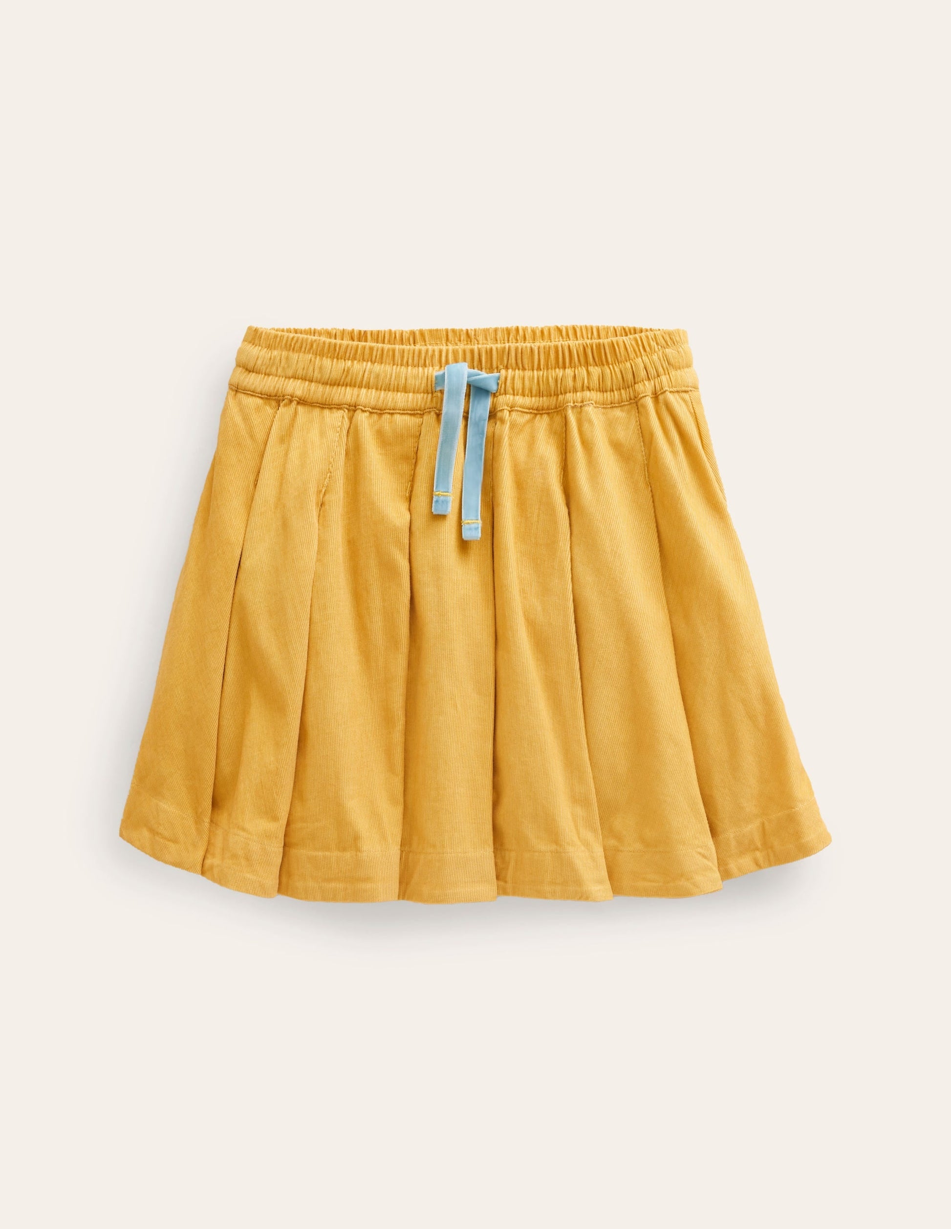 Pull-On Twirly Pleated Skirt-Canary Yellow Cord-1