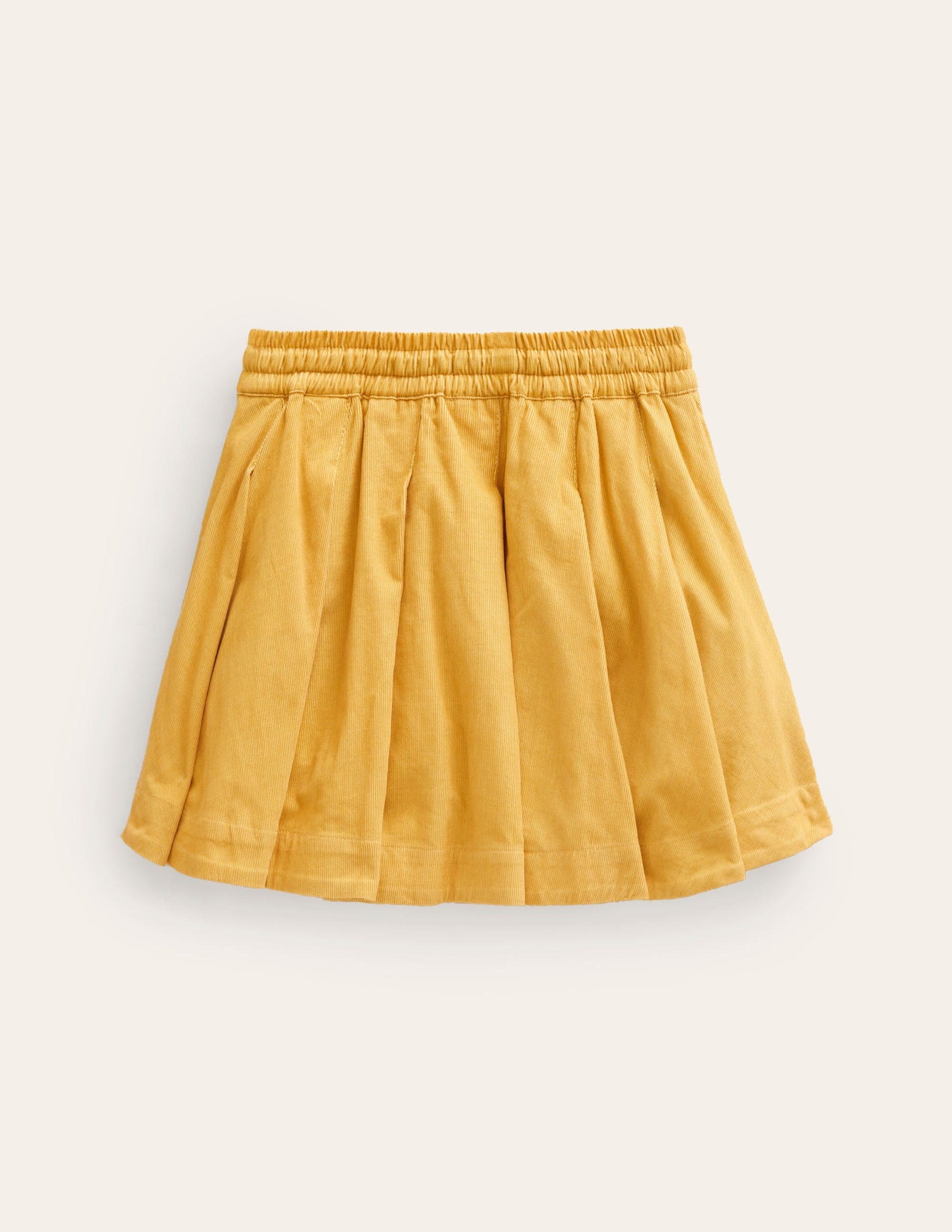 Pull-On Twirly Pleated Skirt-Canary Yellow Cord-2