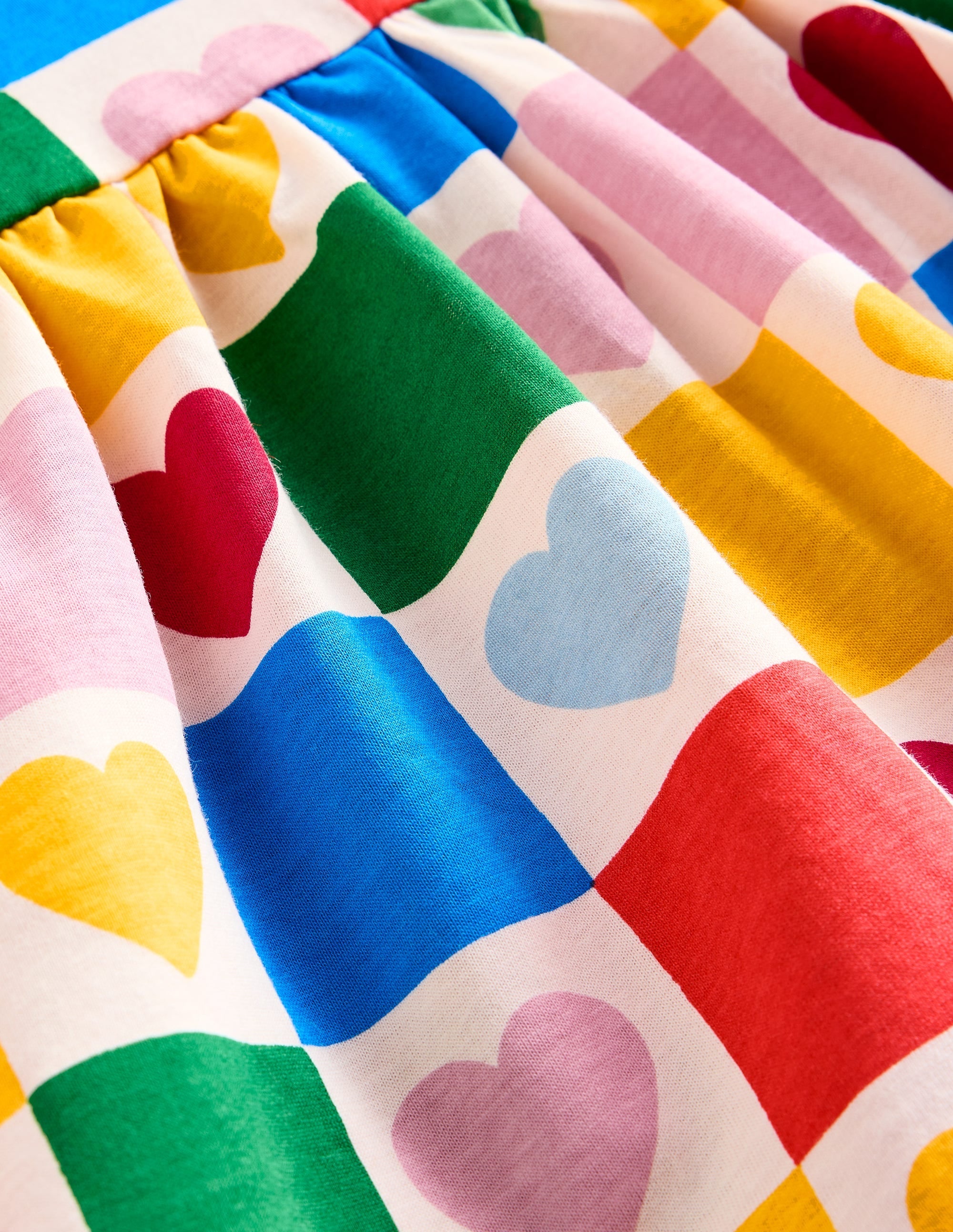Long-Sleeved Fun Jersey Dress-Multi Chequerboard Hearts - Image 3
