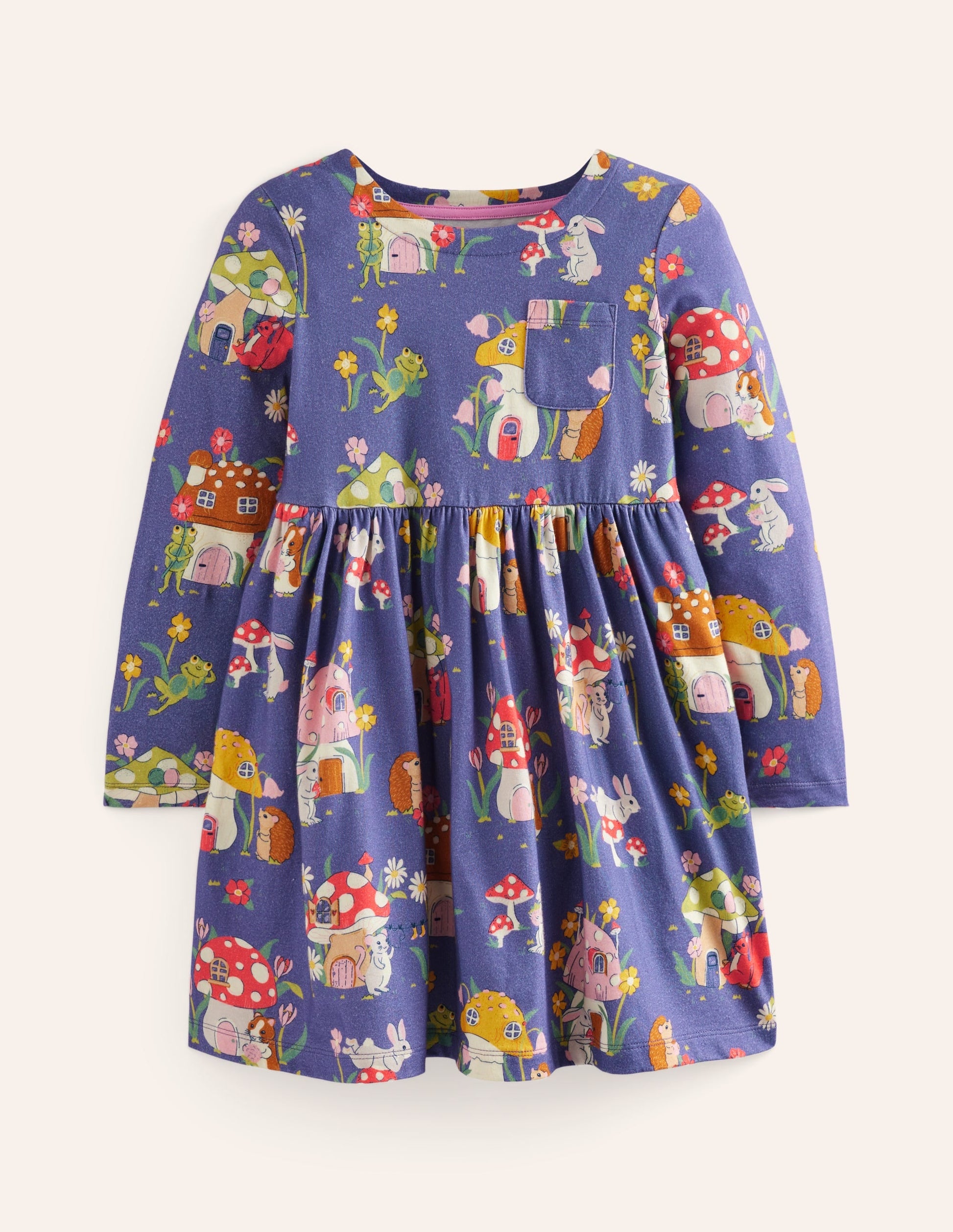 Long-Sleeved Fun Jersey Dress-Starboard Toadstool Village-1