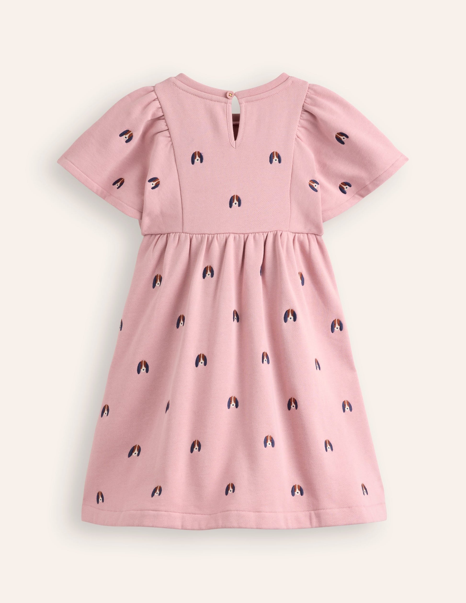 Embroidered Cosy Sweat Dress-Vintage Pink Pups-2