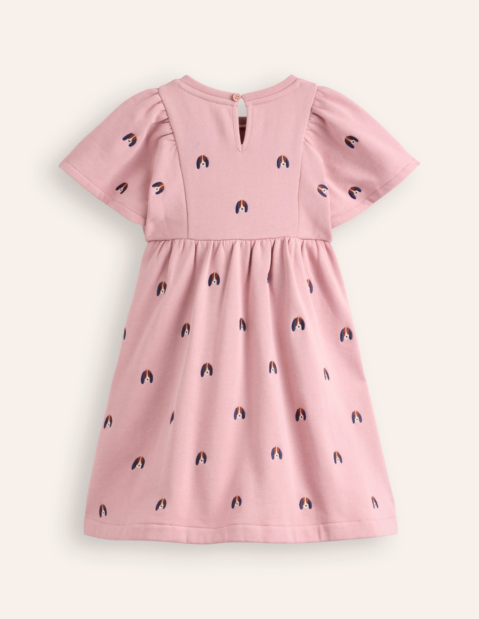 Embroidered Cosy Sweat Dress-Vintage Pink Pups - Image 2
