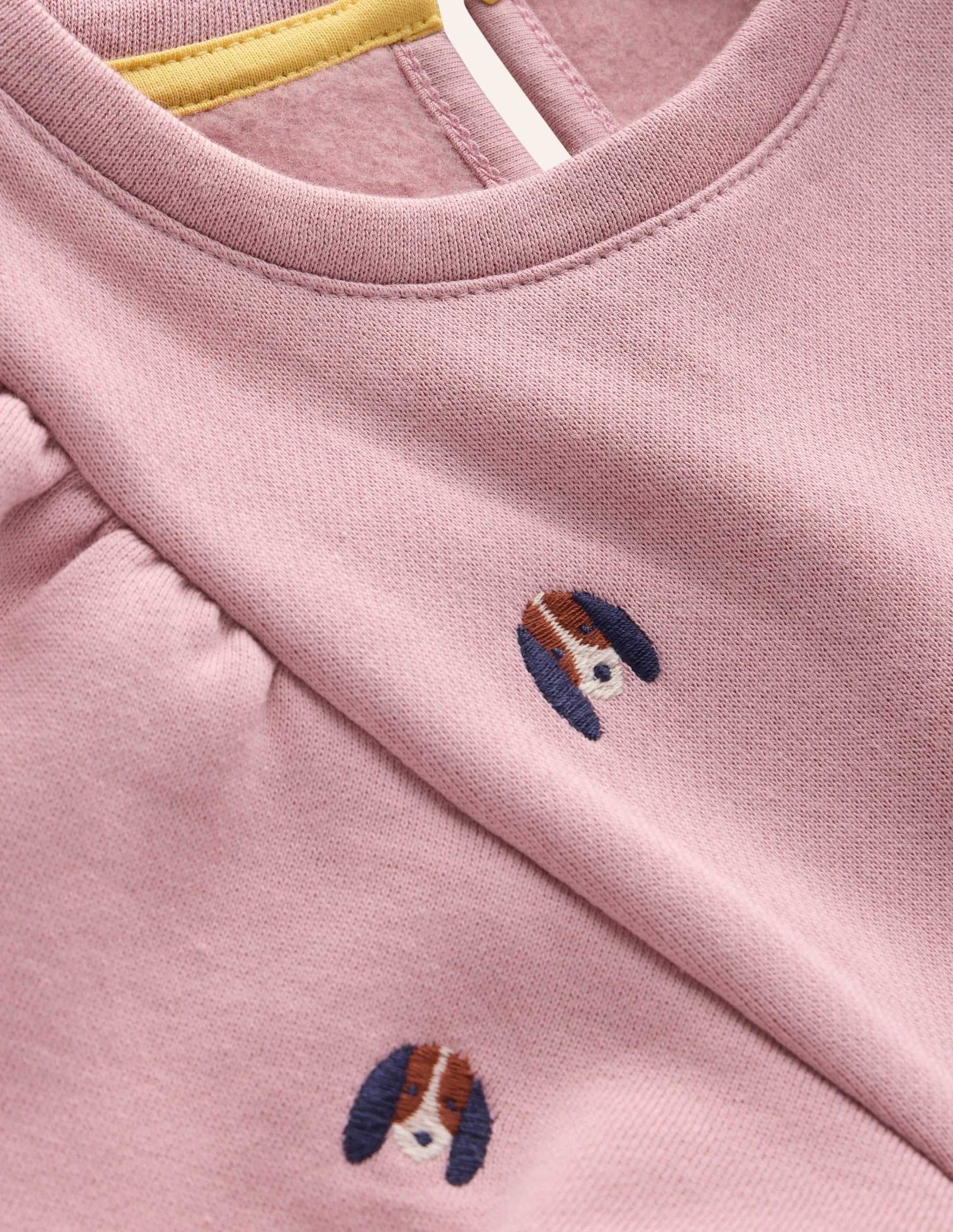 Embroidered Cosy Sweat Dress-Vintage Pink Pups-3