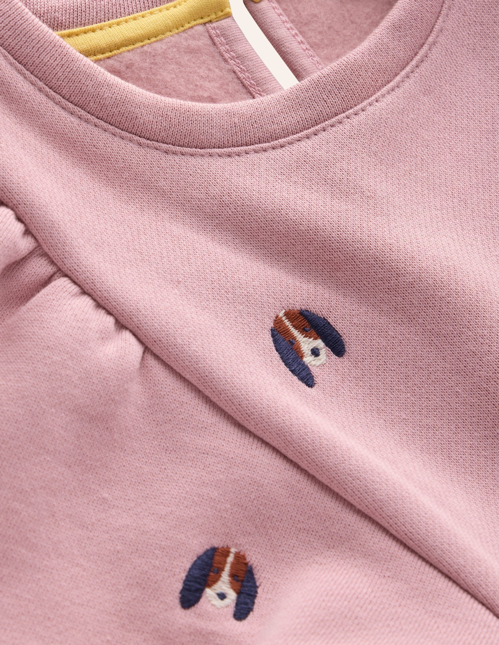 Embroidered Cosy Sweat Dress-Vintage Pink Pups - Image 3