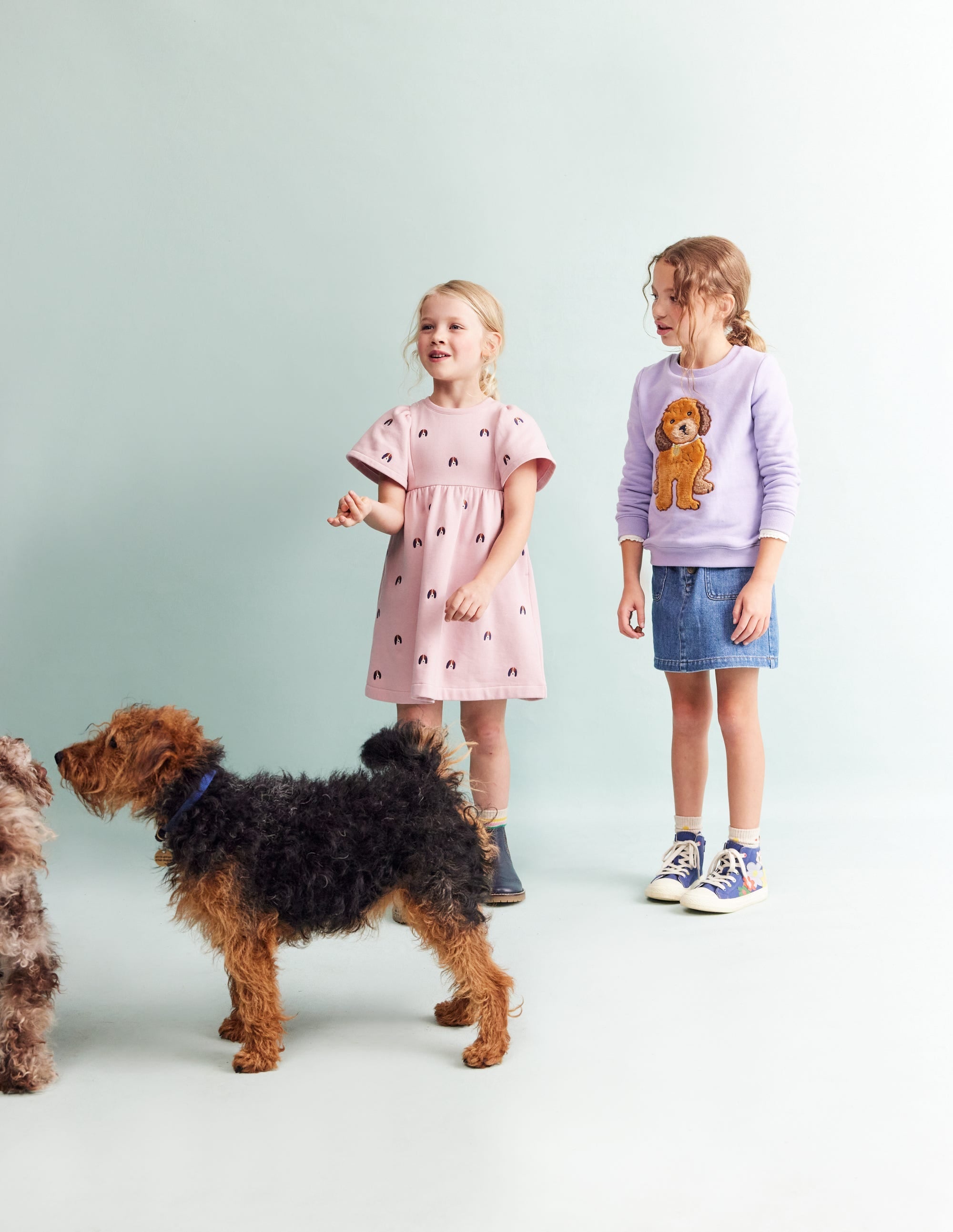 Embroidered Cosy Sweat Dress-Vintage Pink Pups - Image 7