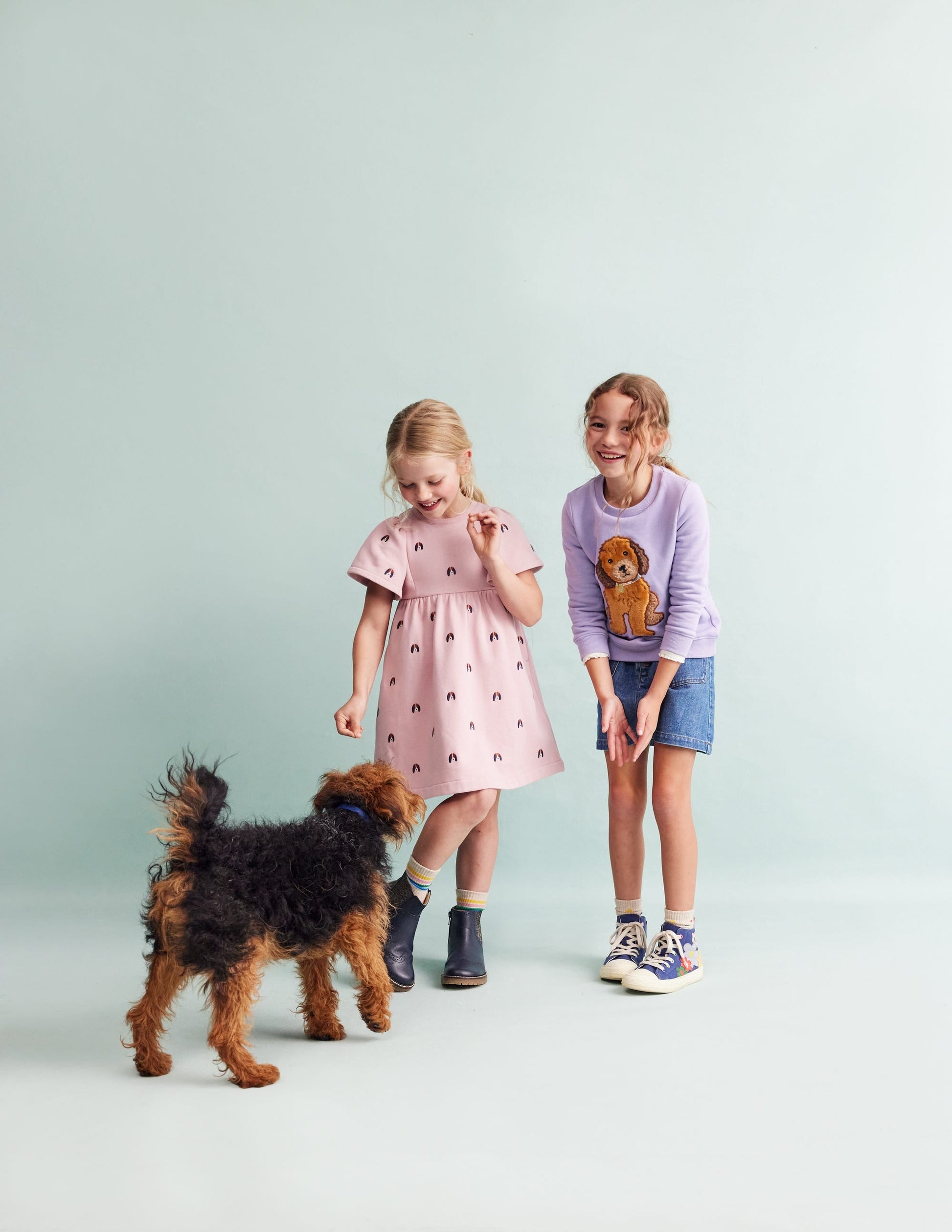Embroidered Cosy Sweat Dress-Vintage Pink Pups-8