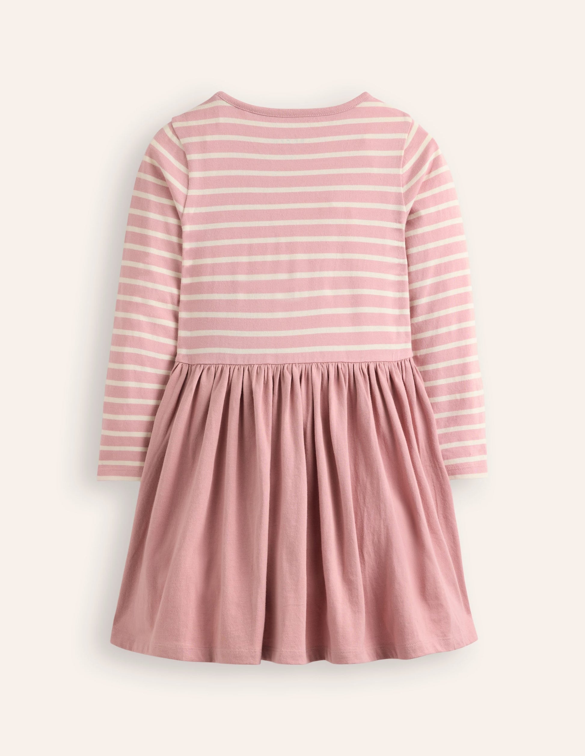 Appliqué Hem Jersey Dress-Vintage Pink Dinosaurs-2
