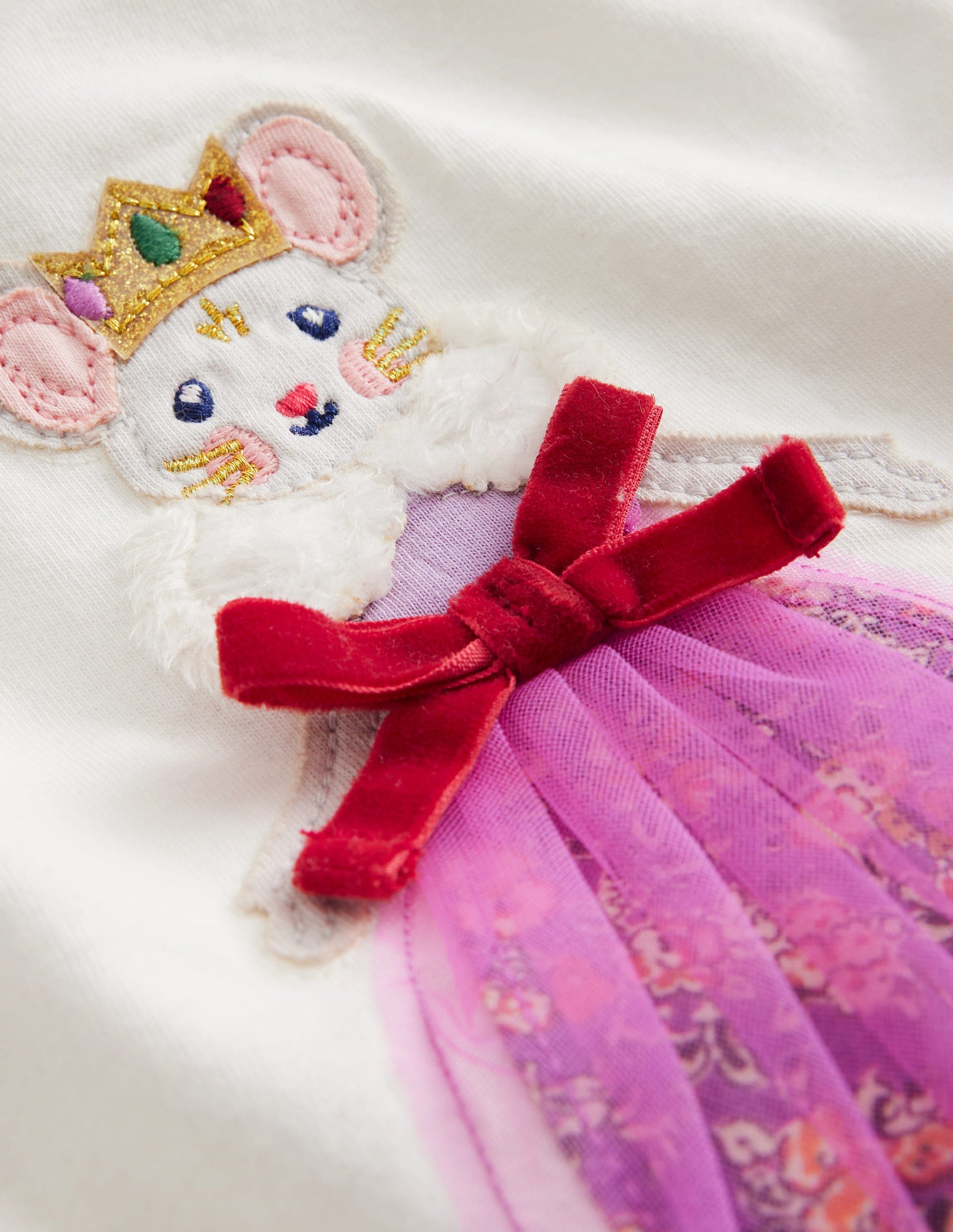 Appliqué Long Sleeve Top-Ivory Queen Mouse-3